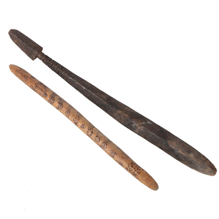 Pacific Islands Wooden Staffs or Weapons