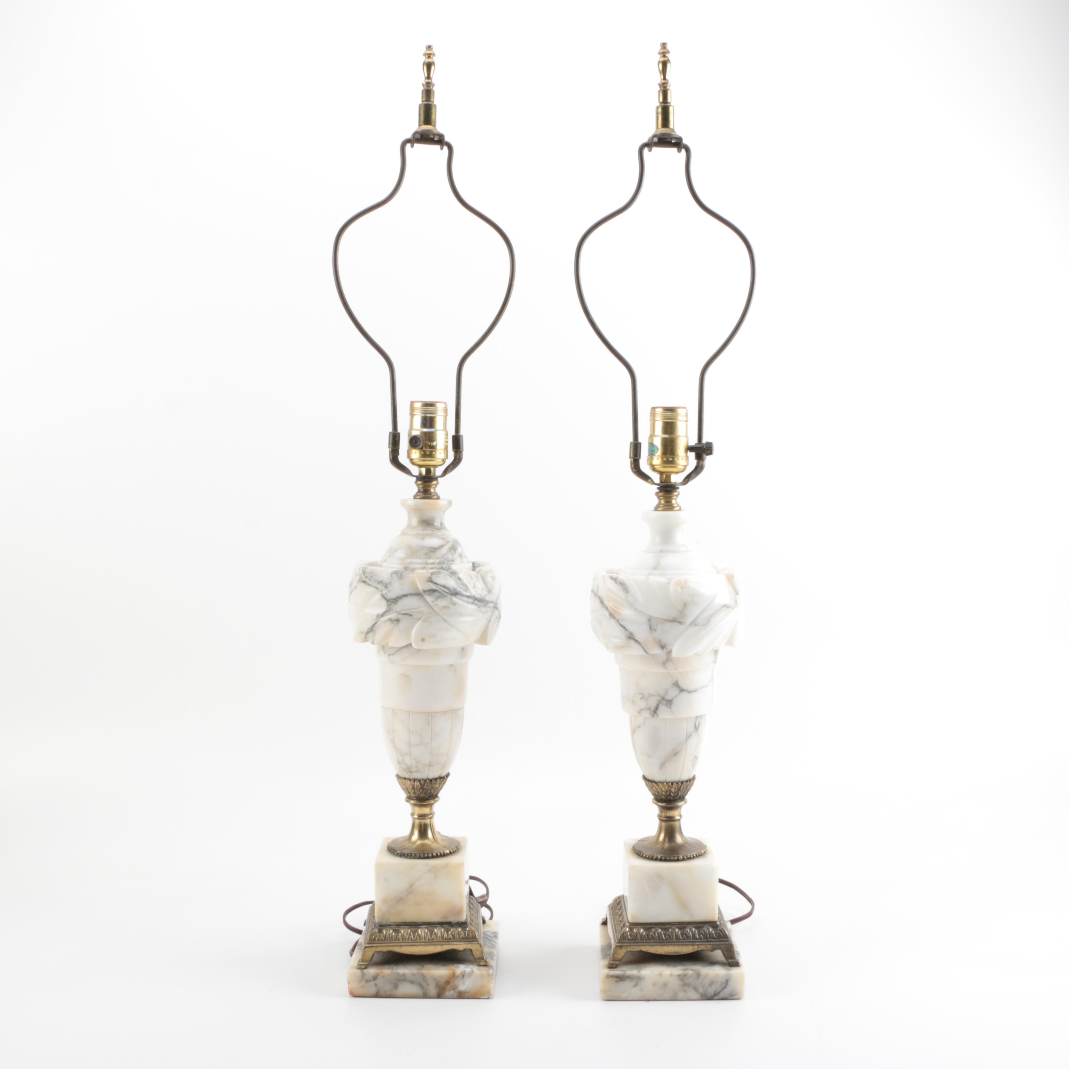 Alabaster and Brass Lamps