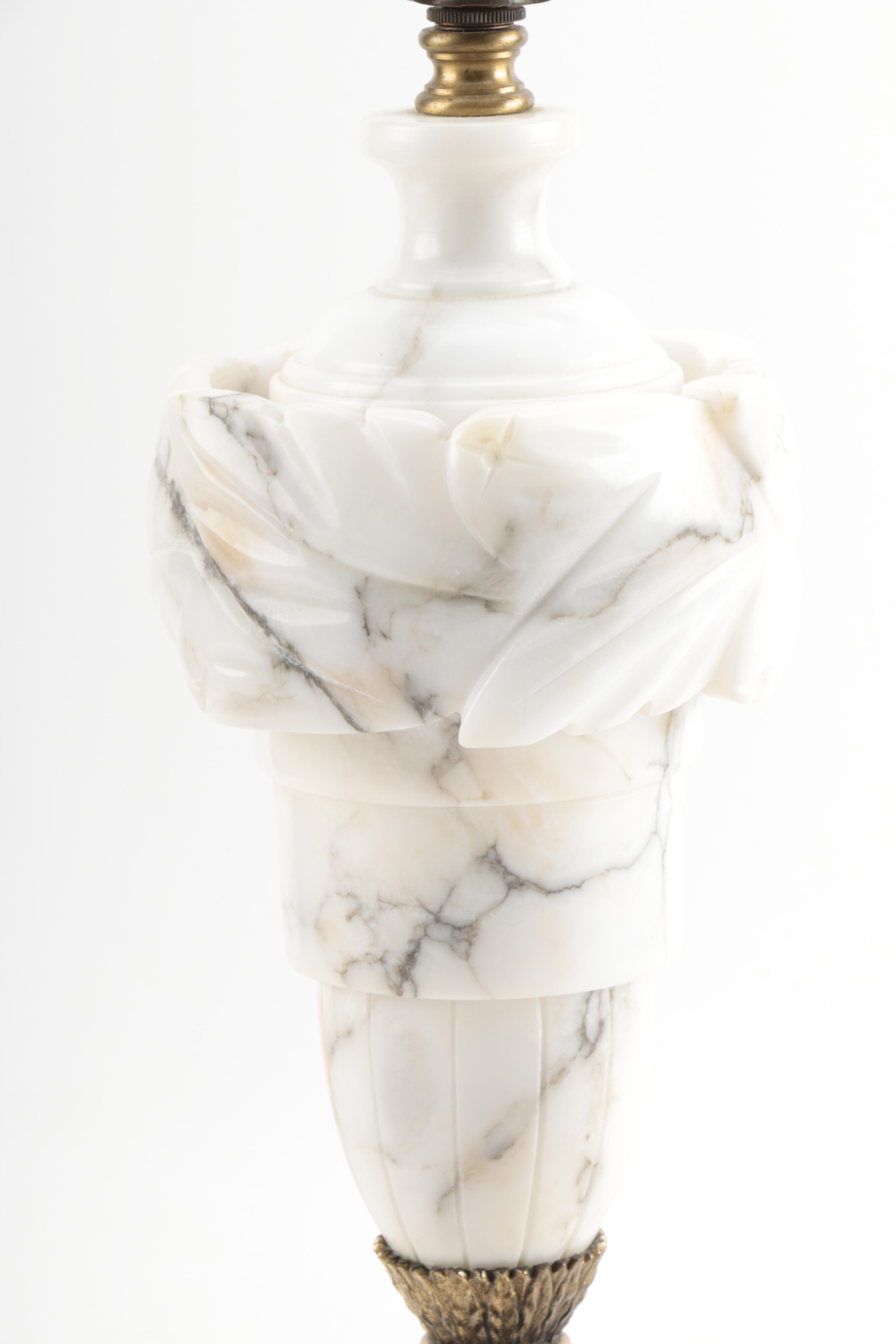 Alabaster and Brass Lamps