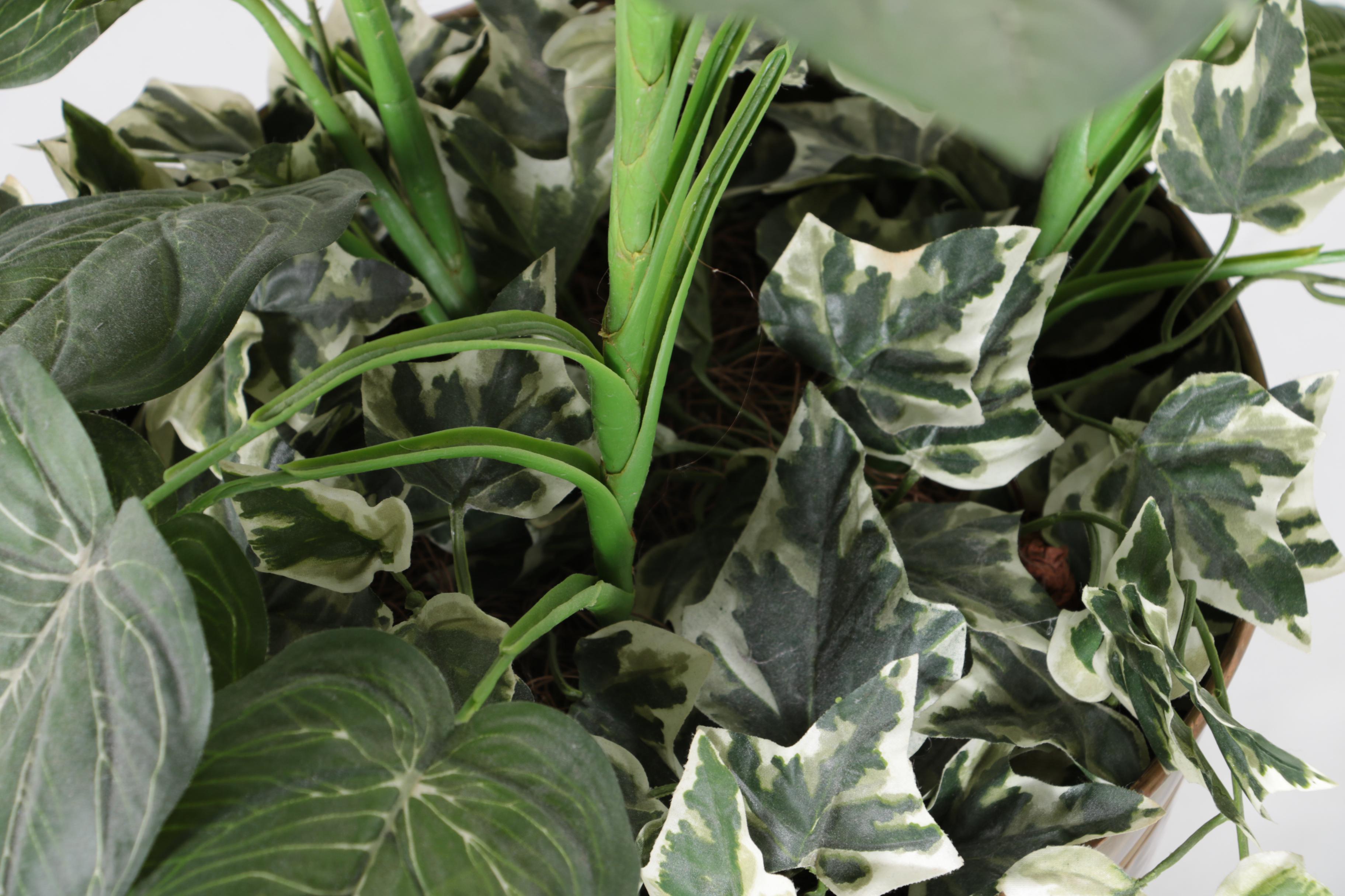 Metal Planters With Faux Greenery