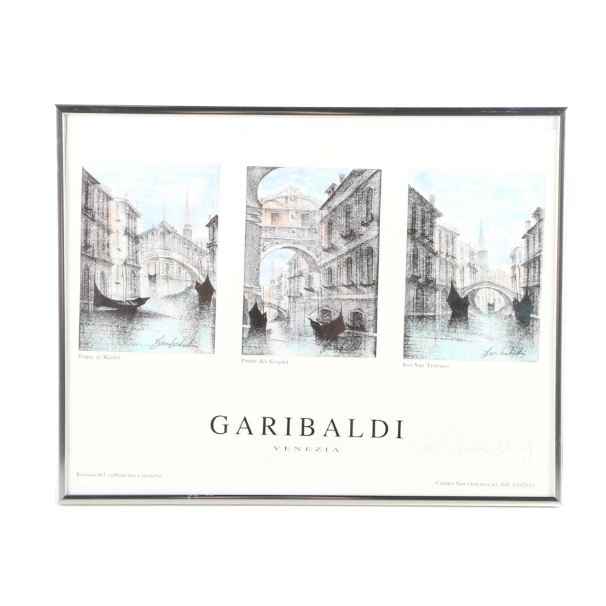 Offset Lithograph Poster After Maria Teresa Garibaldi Venetian Scenes