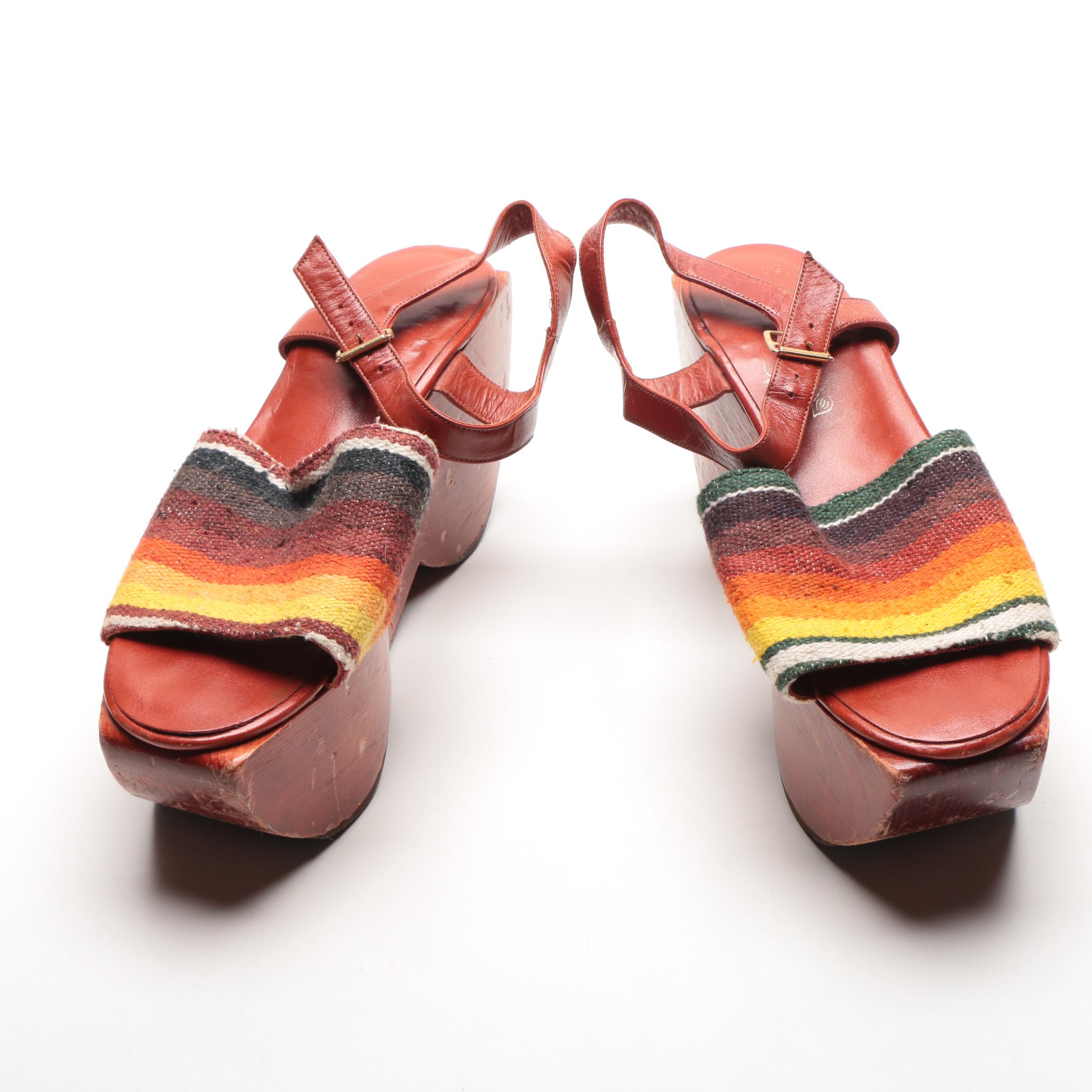 1970s Kloi Klog by Kimmel Wooden Platform Shoes