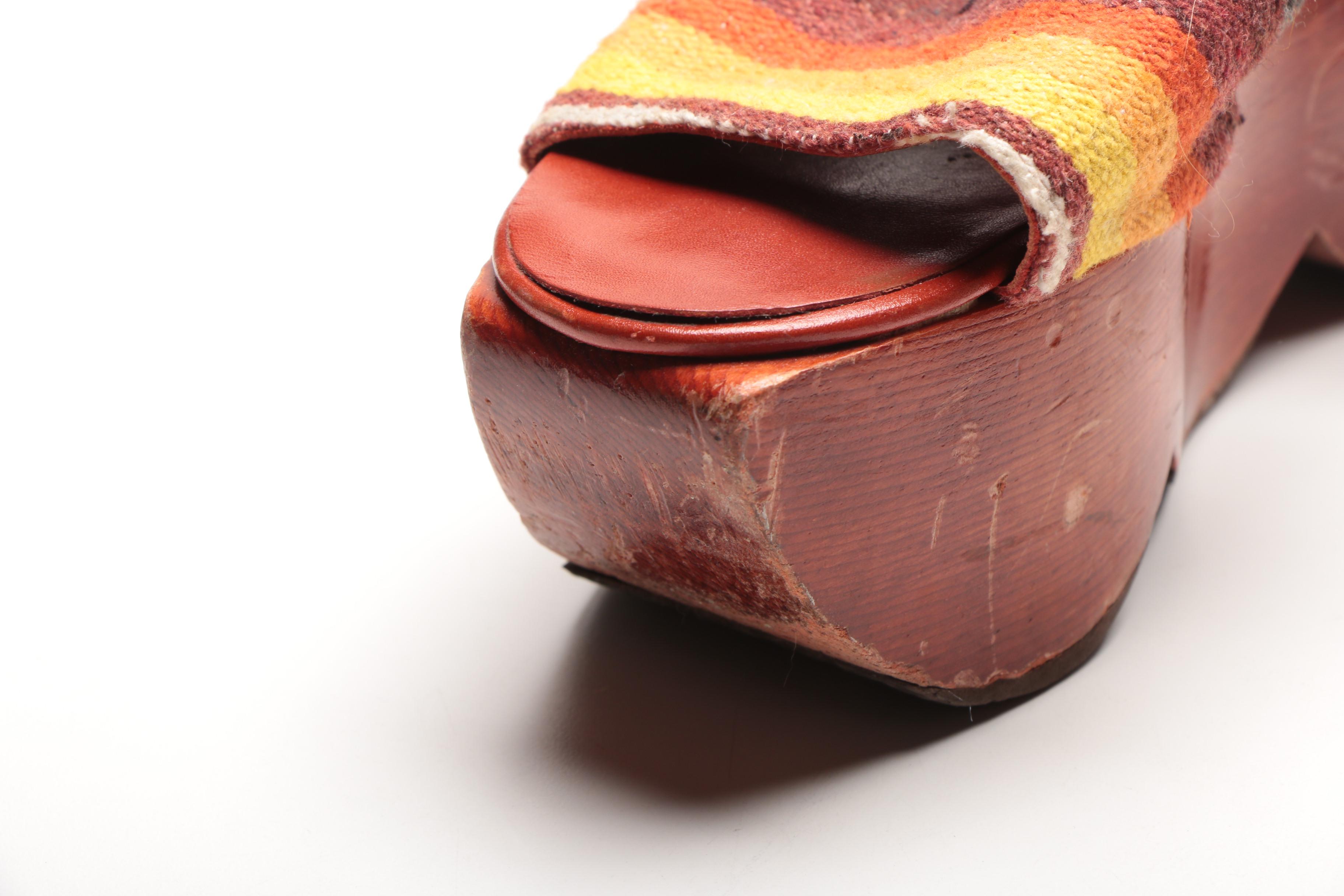 1970s Kloi Klog by Kimmel Wooden Platform Shoes