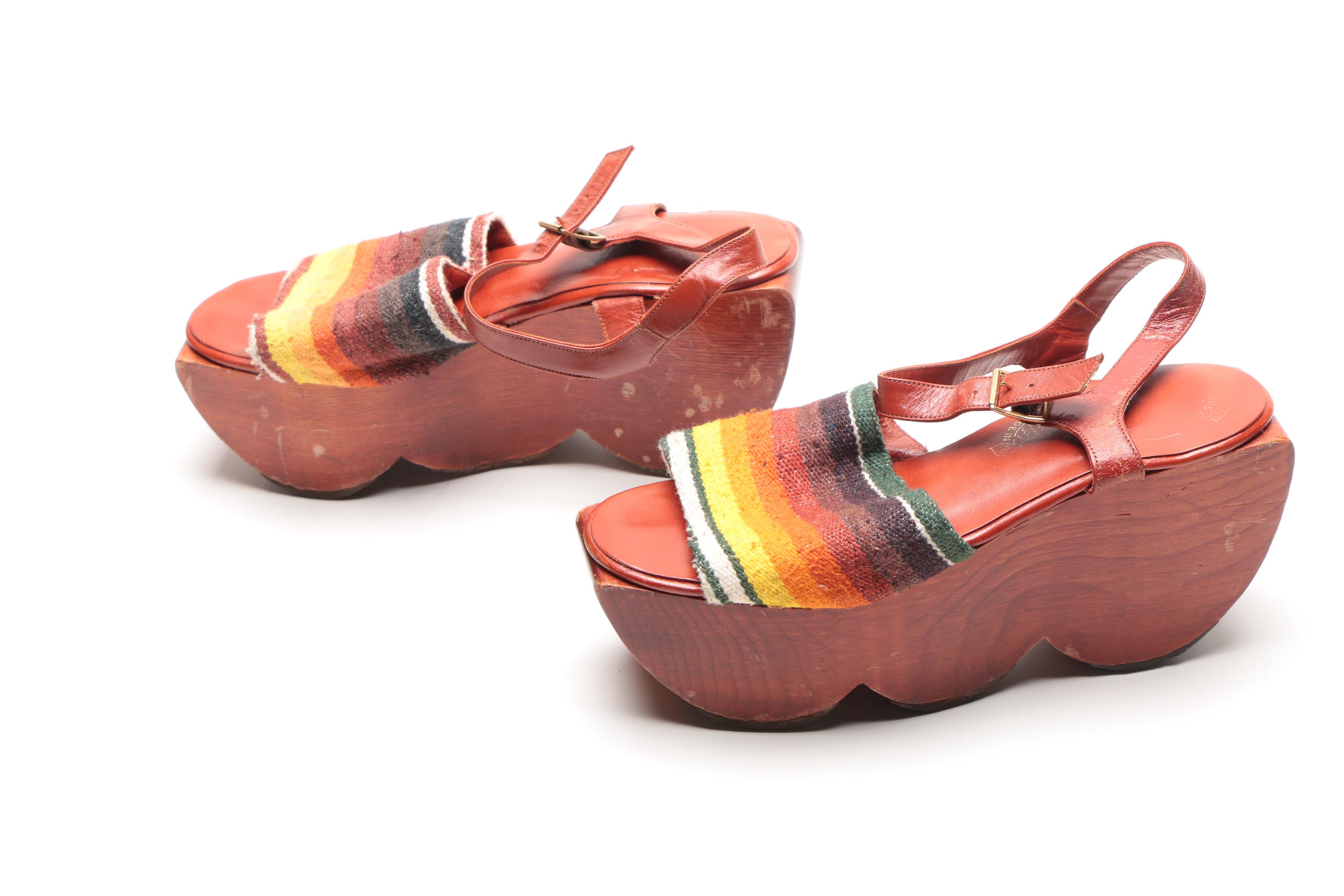 1970s Kloi Klog by Kimmel Wooden Platform Shoes
