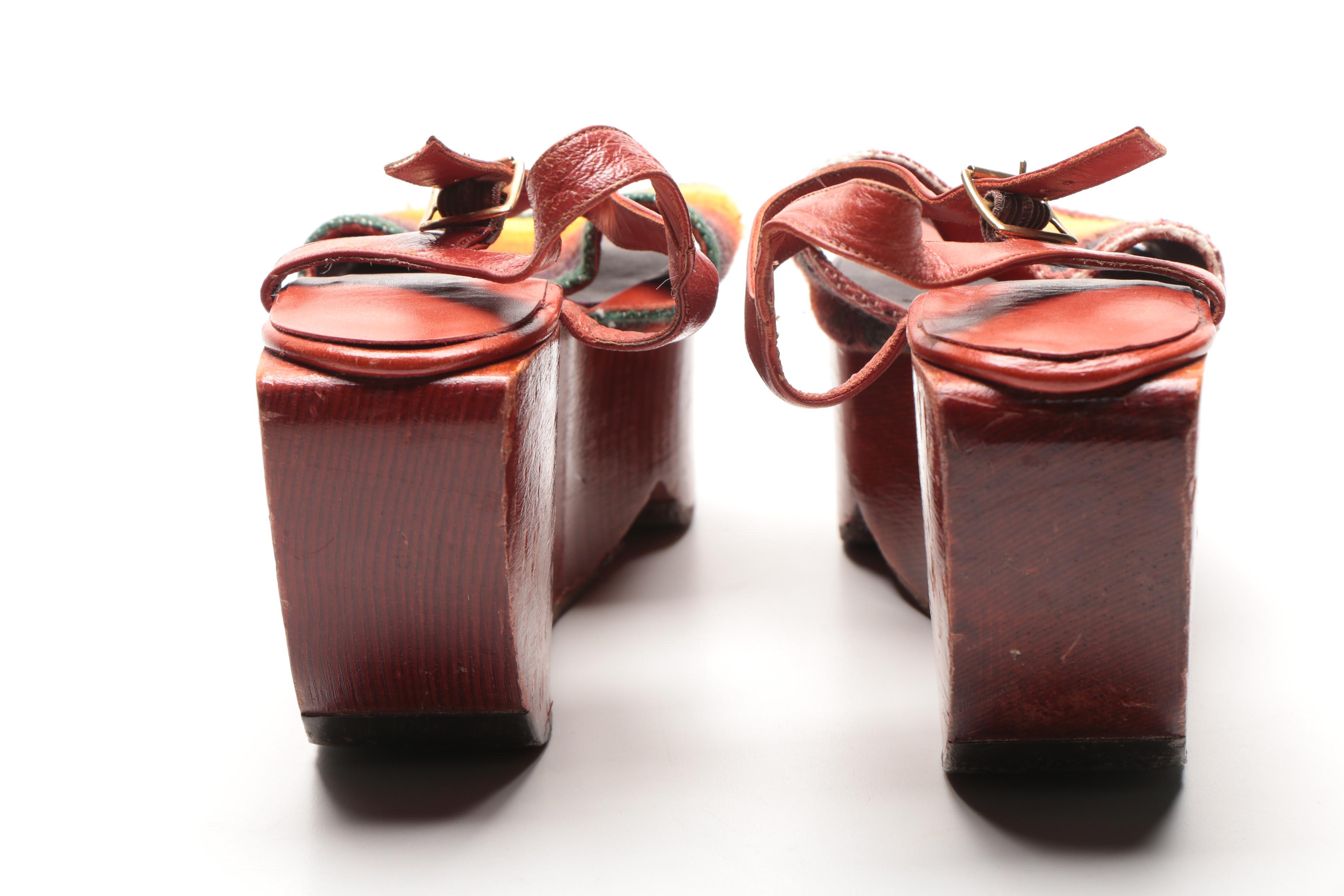 1970s Kloi Klog by Kimmel Wooden Platform Shoes