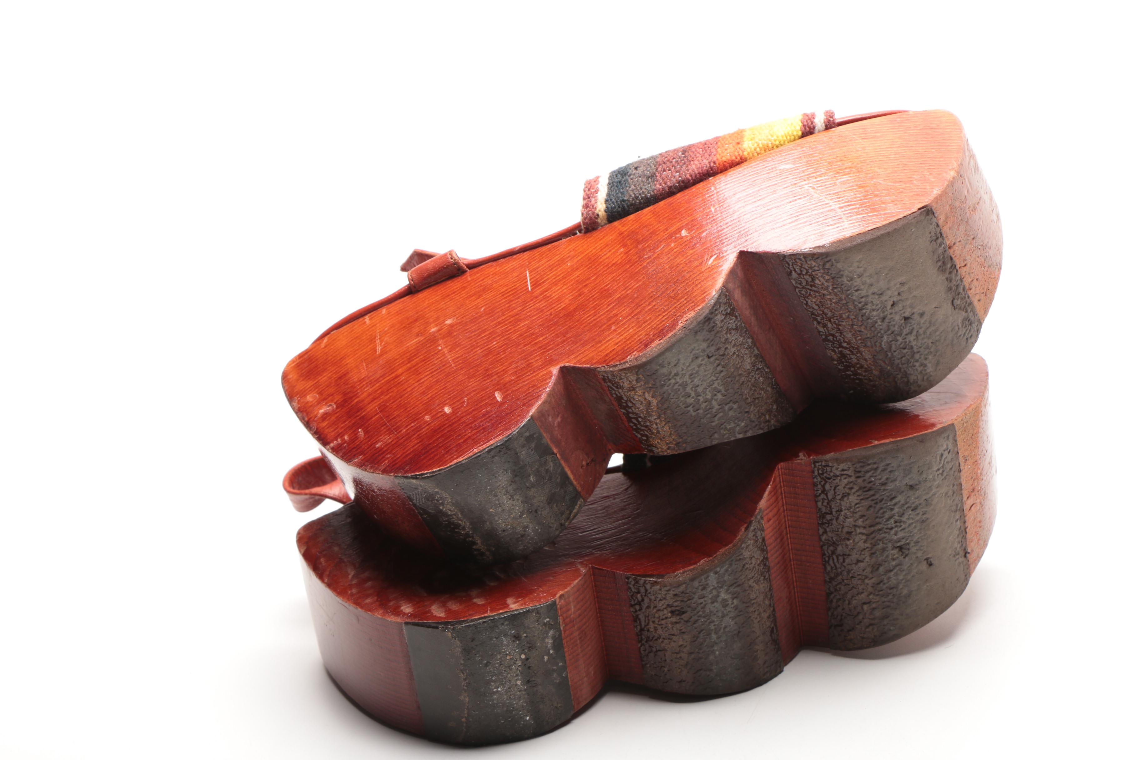 1970s Kloi Klog by Kimmel Wooden Platform Shoes