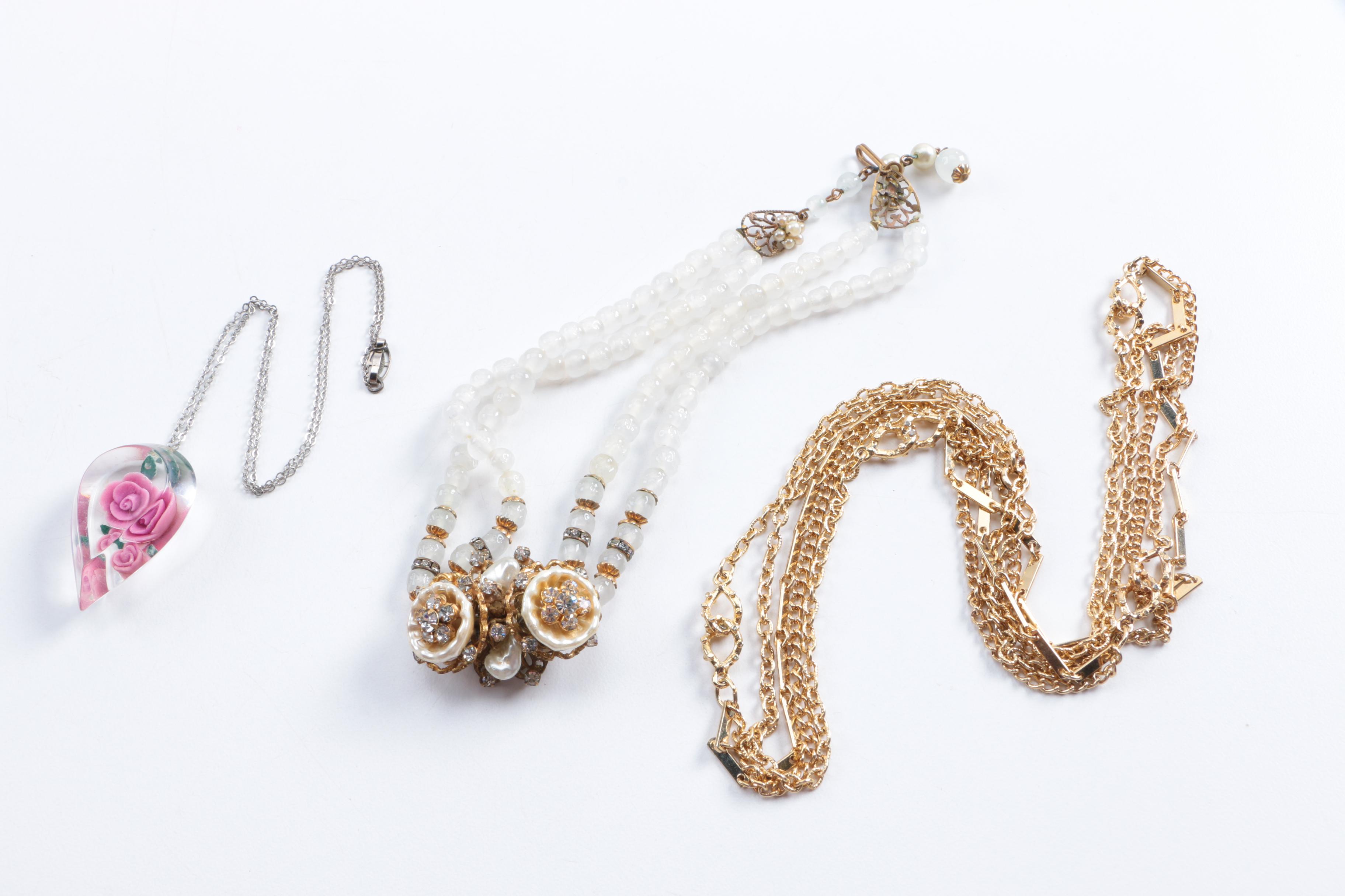 Gold Tone Vintage Costume Necklaces