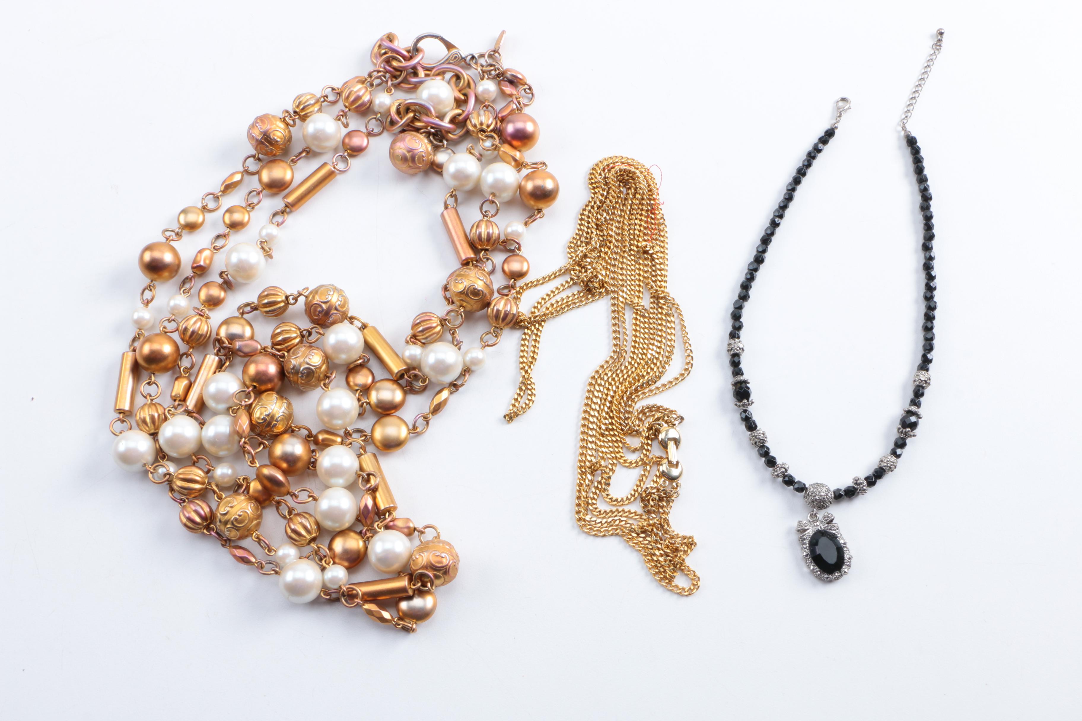 Gold Tone Vintage Costume Necklaces