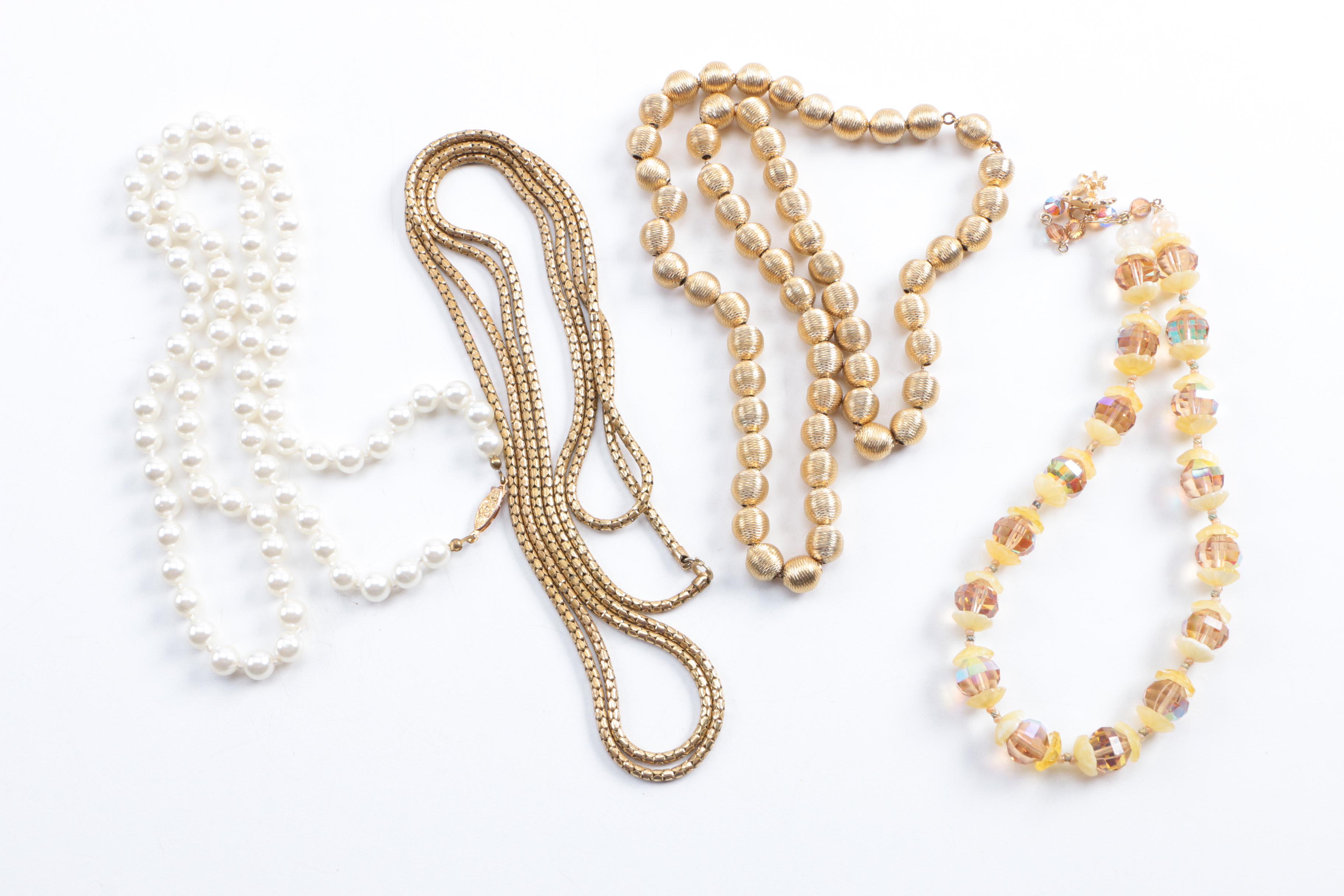 Gold Tone Vintage Costume Necklaces