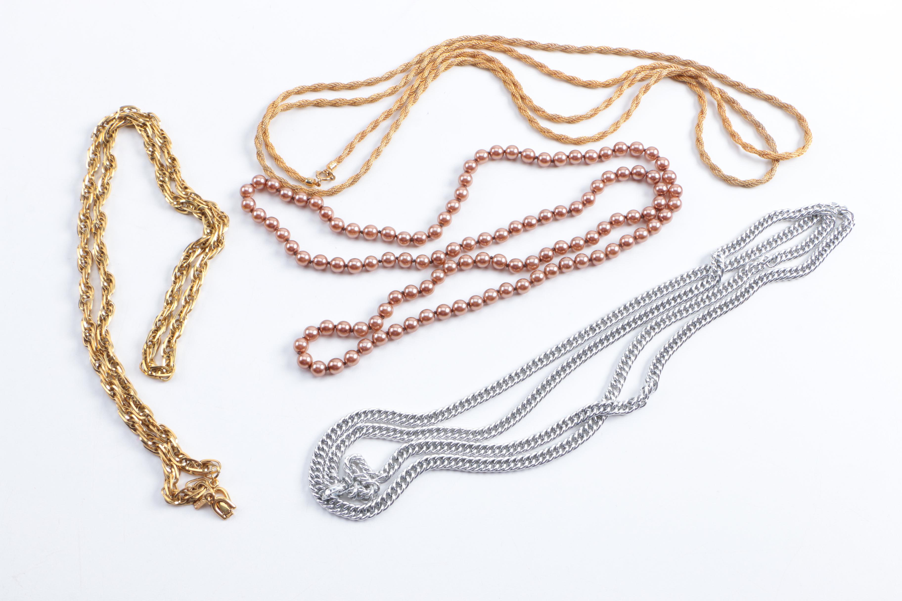 Gold Tone Vintage Costume Necklaces