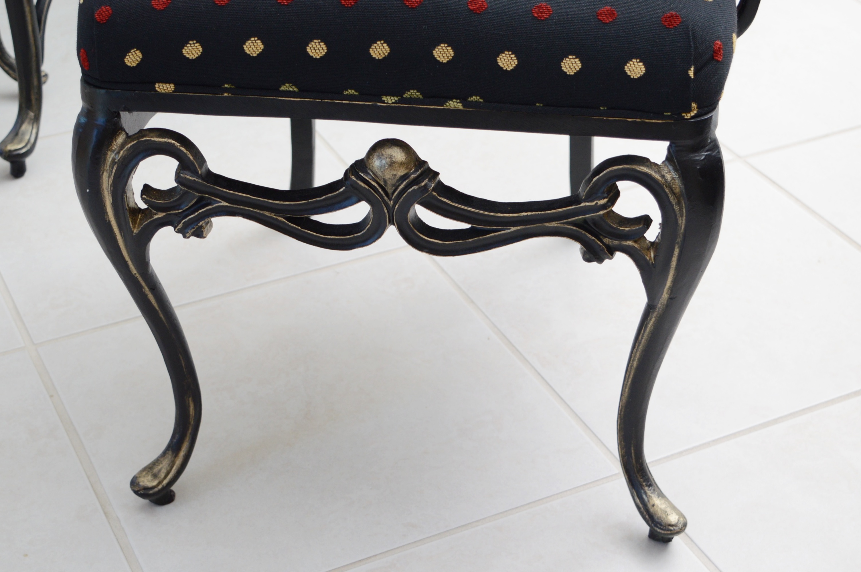 Wrought Iron and Glass Top Dining Table and Chairs