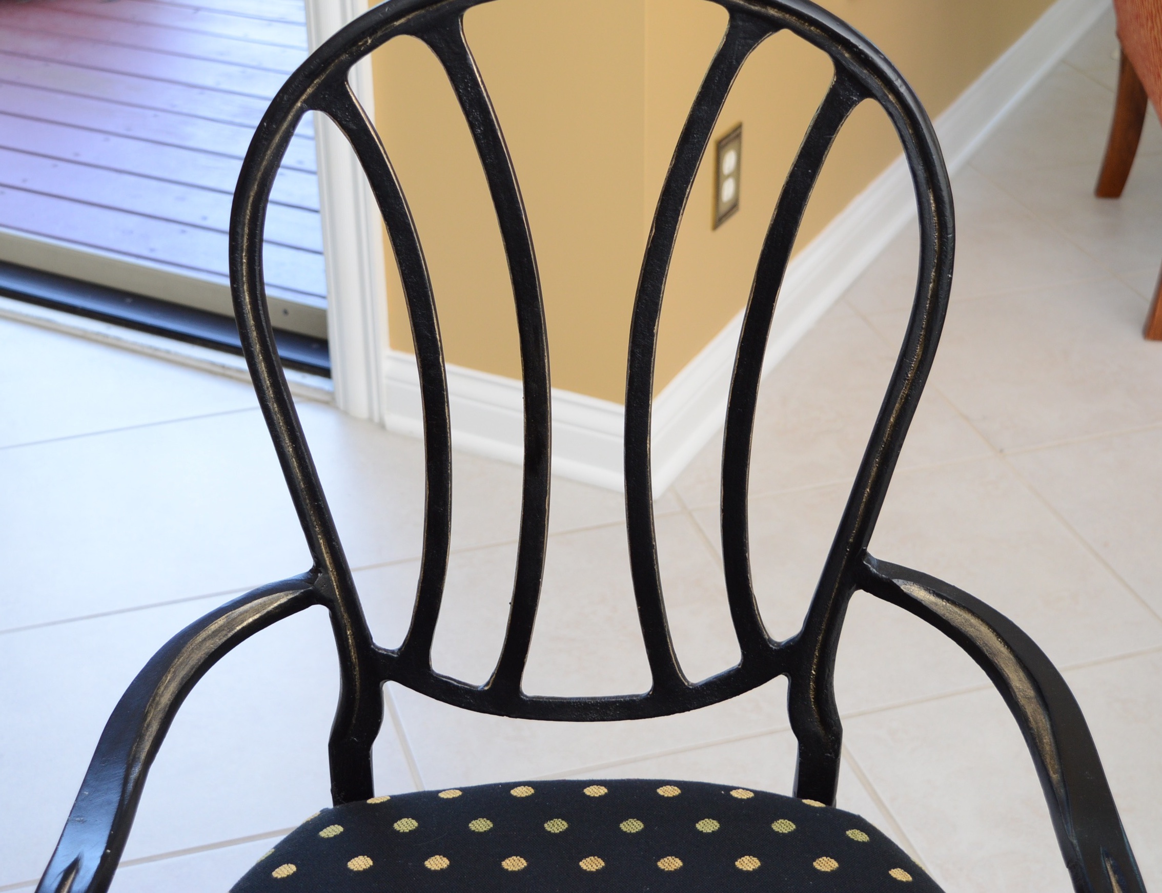 Wrought Iron and Glass Top Dining Table and Chairs