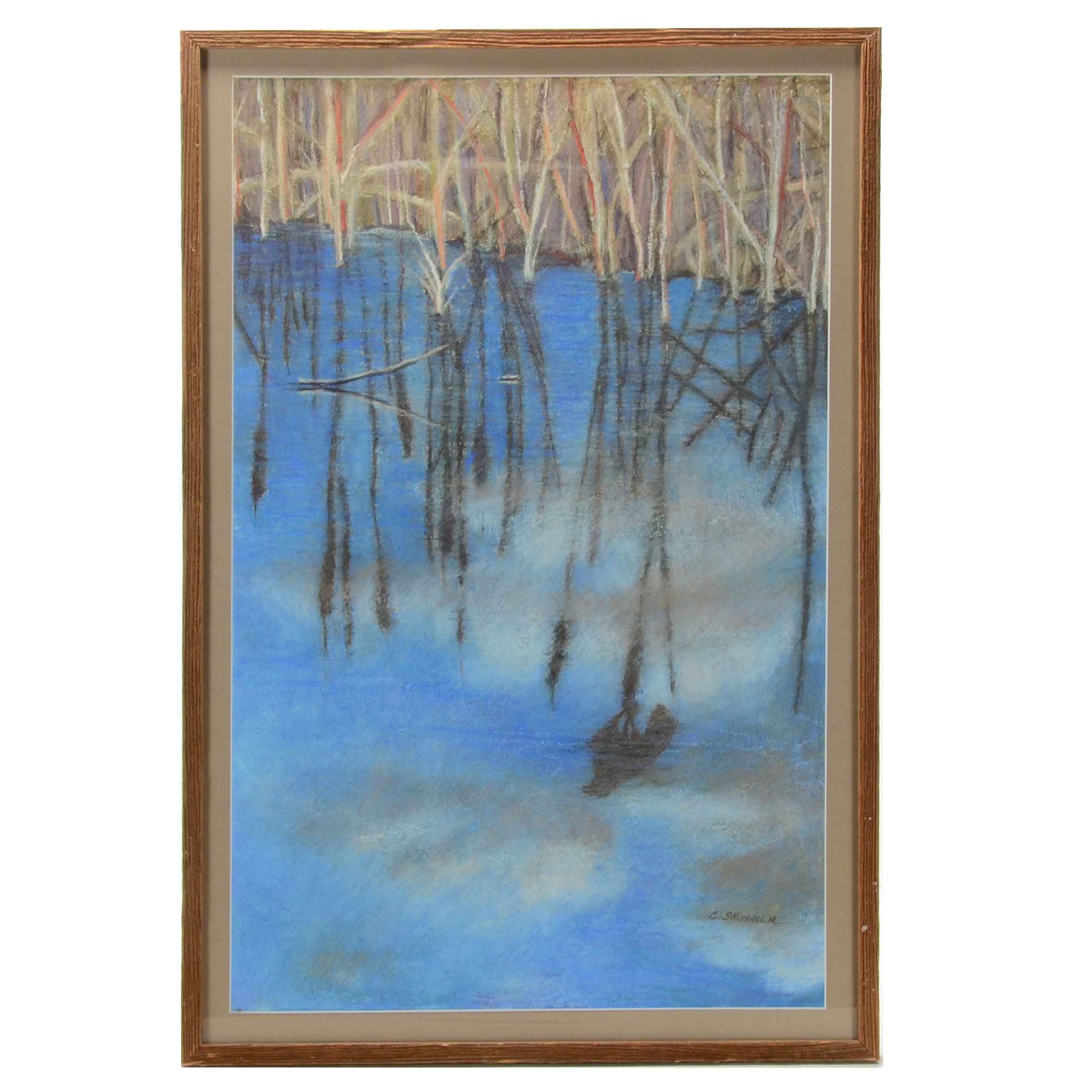 C. Swisshelm Original Signed Pastel Drawing