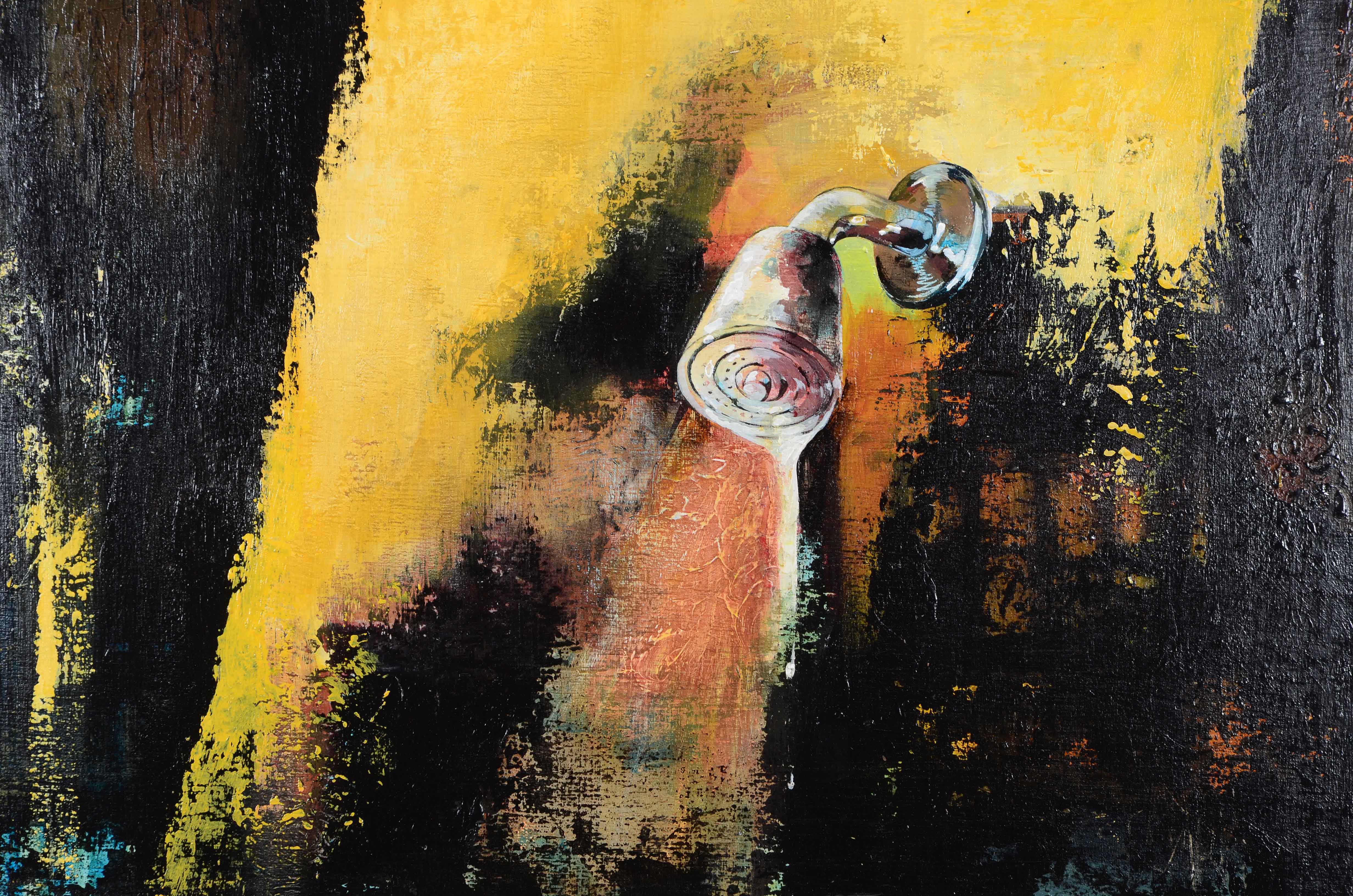 Adam Mysock Contemporary Original Oil on Wood Panel Diptych "Hit the Showers, You're Off the Team"