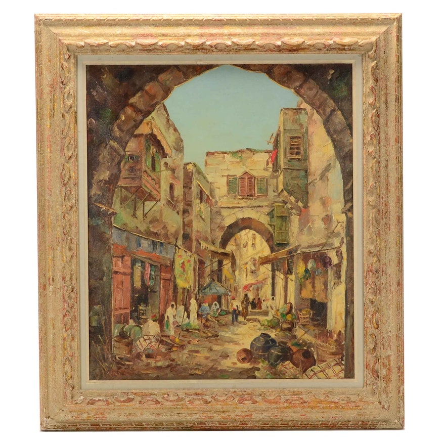 Carl Bowedt Original Orientalist Oil on Canvas "Nasareht"