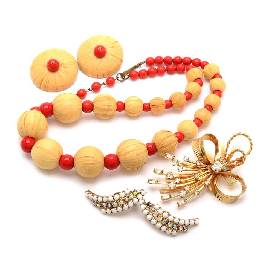 West German Raffia, Sarah Coventry and Tara Costume Jewelry