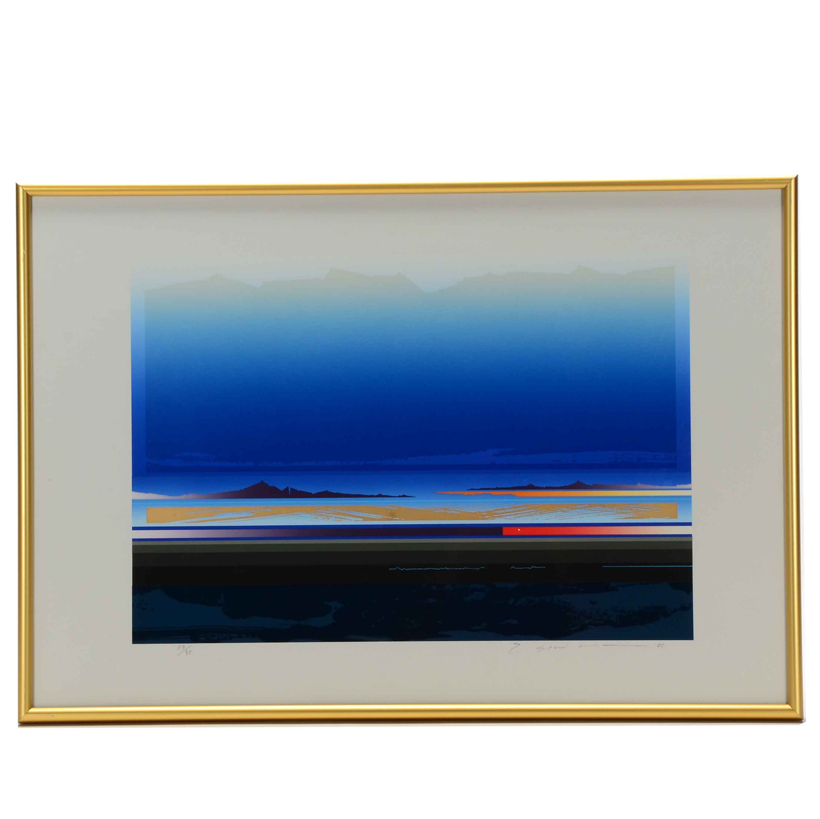 Tetsuro Sawada Signed 1985 Limited Edition Serigraph "Blue Horizon"