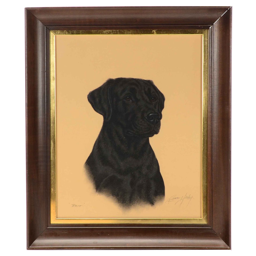 Robert Hickey Original Vintage Pastel Dog Portrait "Brit"