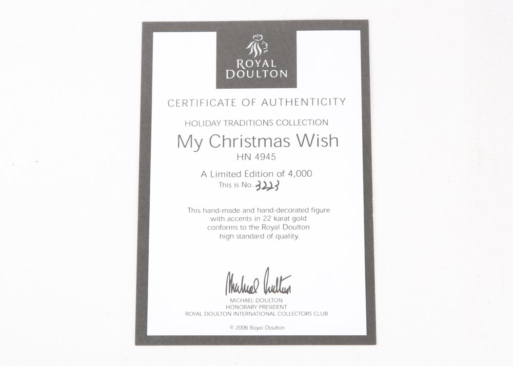 Limited Edition Royal Doulton Holiday Traditions Figurines