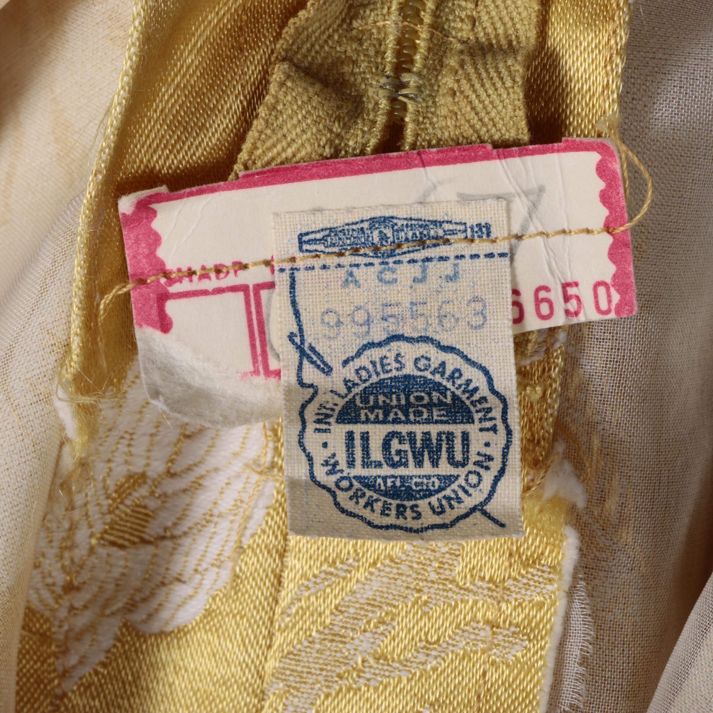 Vintage 1960s Gold Brocade Column Dress