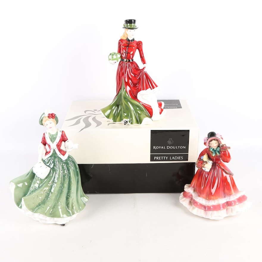 Royal Doulton Christmas Figurines Featuring Pretty Ladies