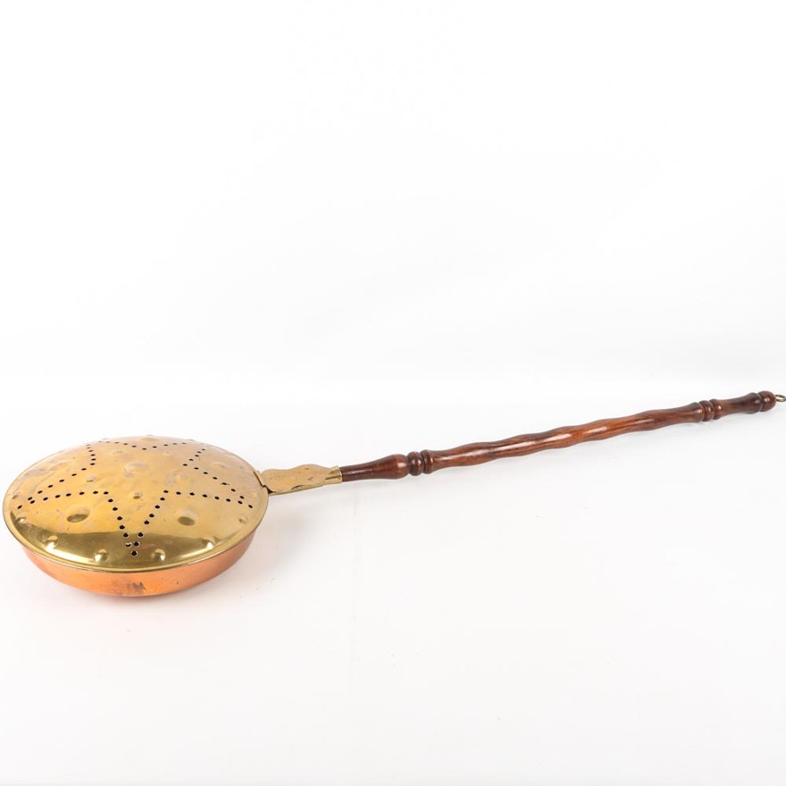 Vintage Brass and Copper Coal Warmer