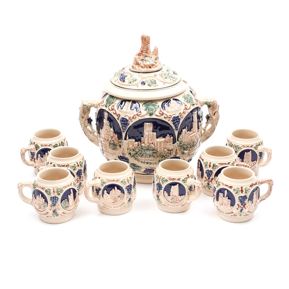 Vintage Gerz German Lidded Punch Bowl