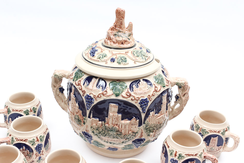 Vintage Gerz German Lidded Punch Bowl