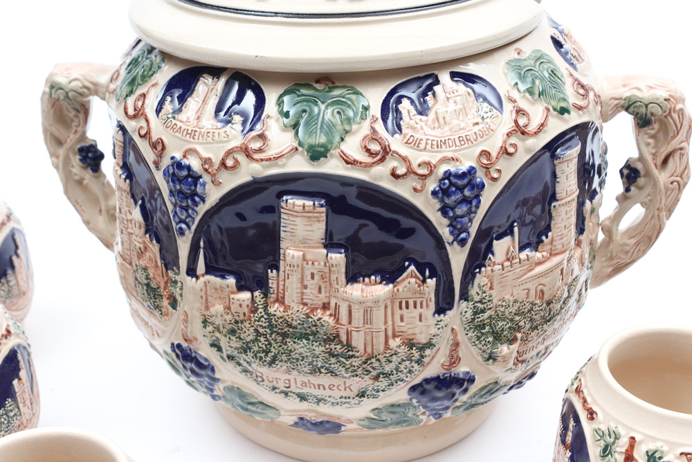 Vintage Gerz German Lidded Punch Bowl