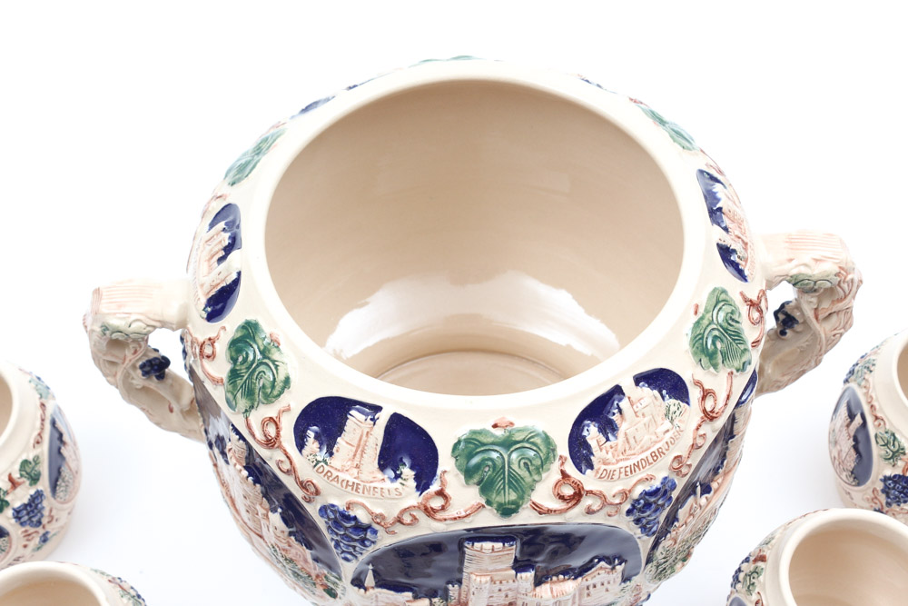 Vintage Gerz German Lidded Punch Bowl