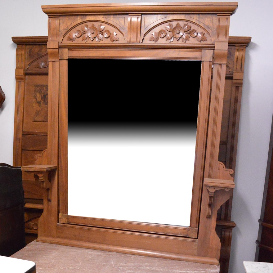 Mahogany Victorian Dresser with Marble Top and Mirror