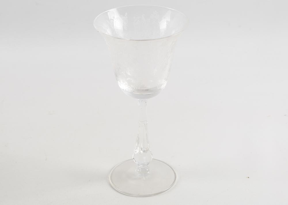 Depression Glass Etched Stemware and Tableware
