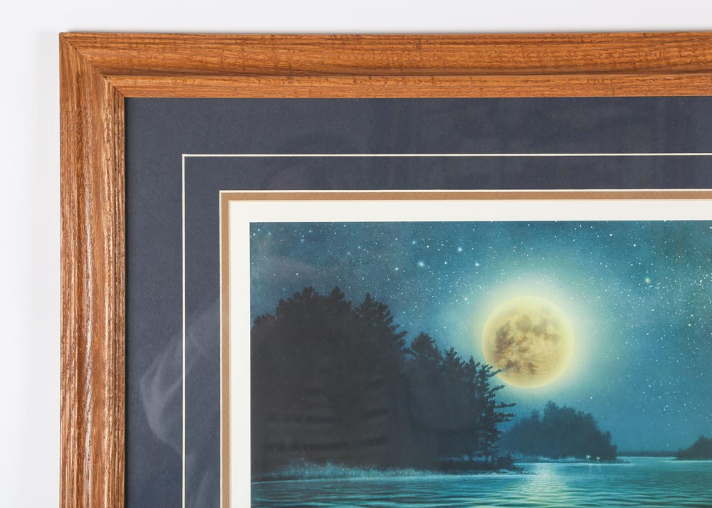 Limited Edition "Harvest Moon Walleye" Offset Lithograph Signed By Jon Q. Wright