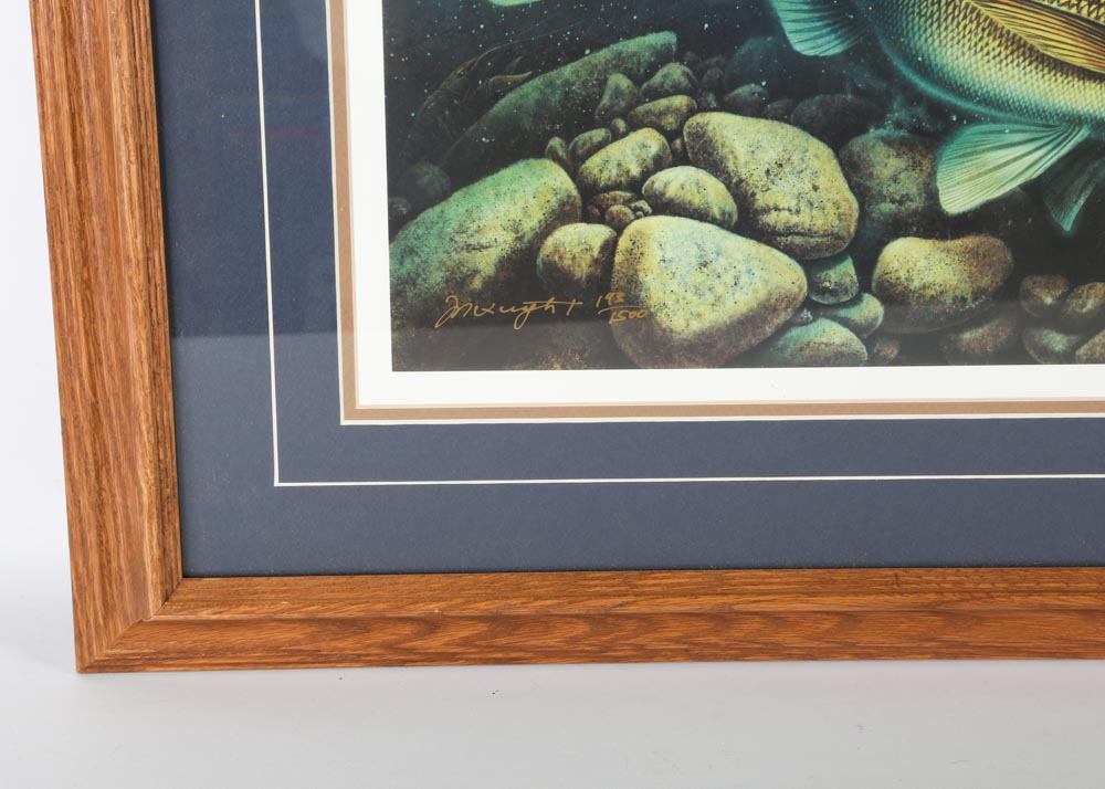 Limited Edition "Harvest Moon Walleye" Offset Lithograph Signed By Jon Q. Wright