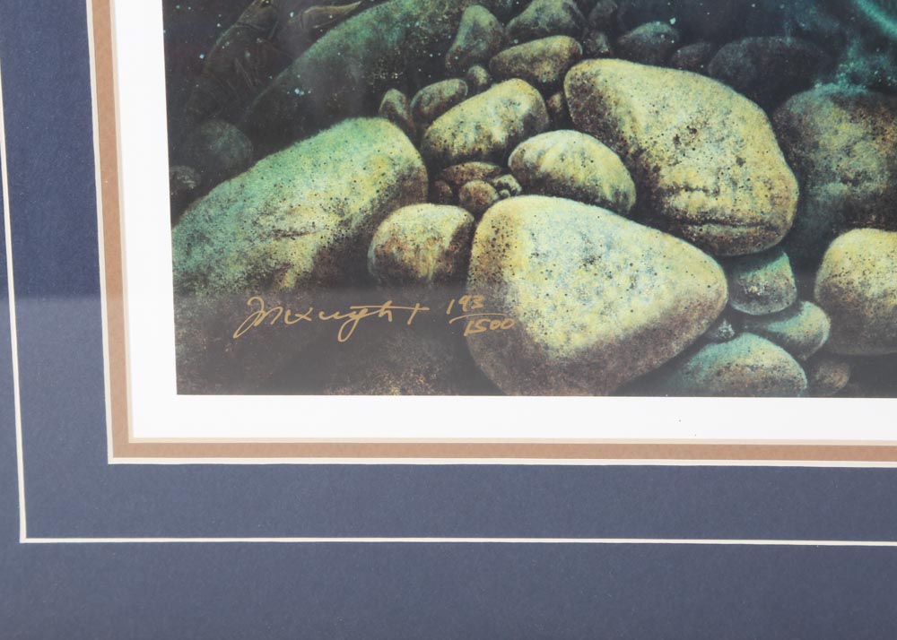 Limited Edition "Harvest Moon Walleye" Offset Lithograph Signed By Jon Q. Wright