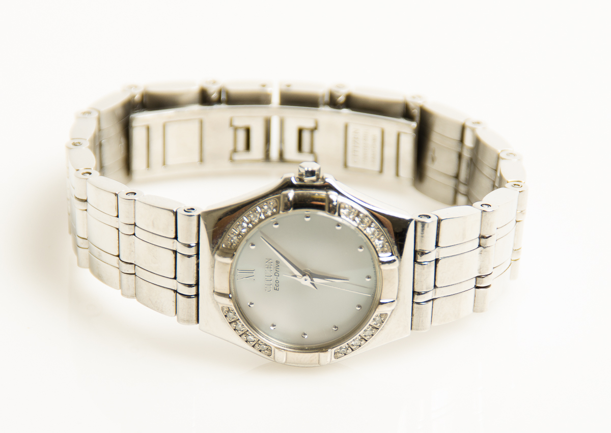 Citizen Eco-Drive Stainless Steel Watch with Diamond Bezel