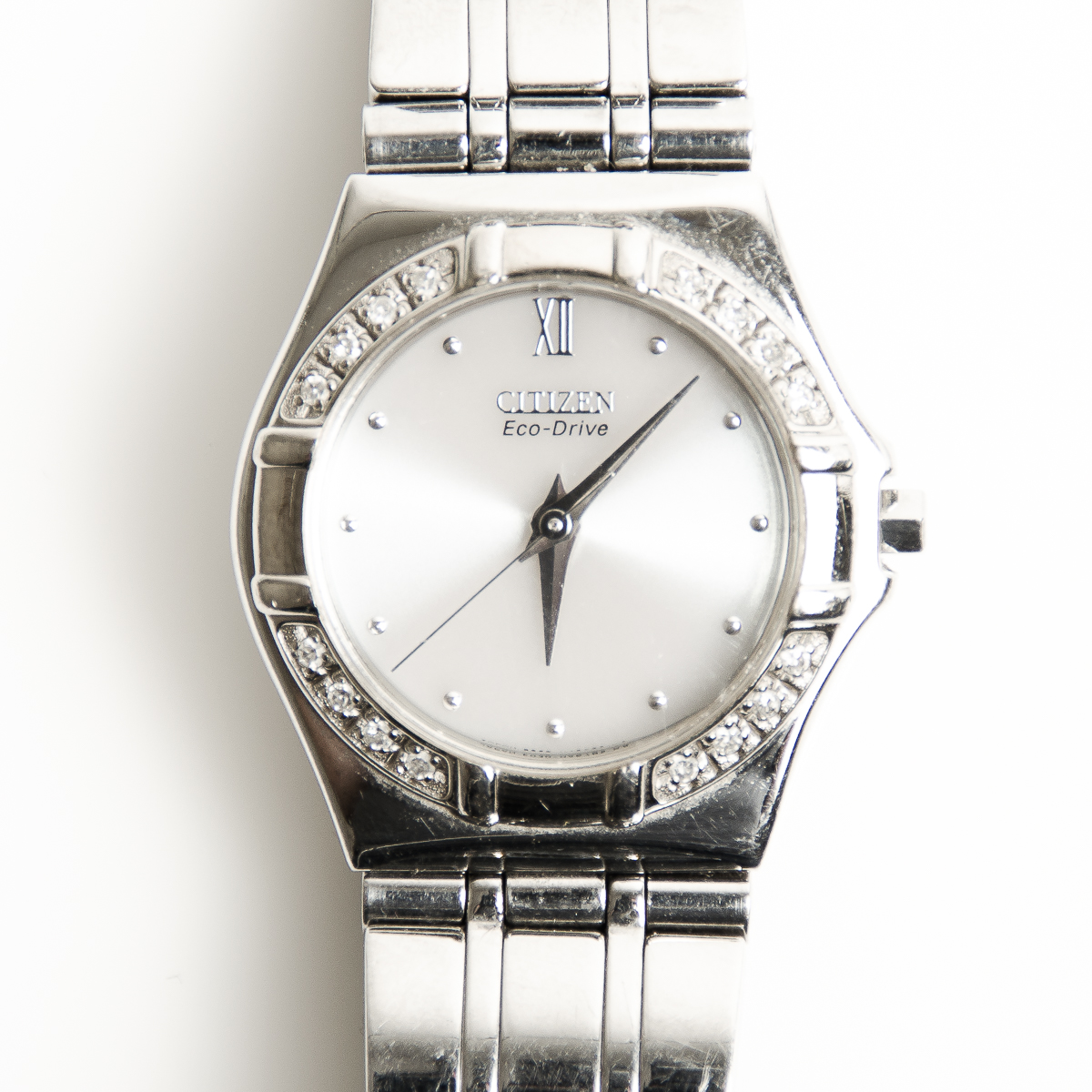 Citizen Eco-Drive Stainless Steel Watch with Diamond Bezel