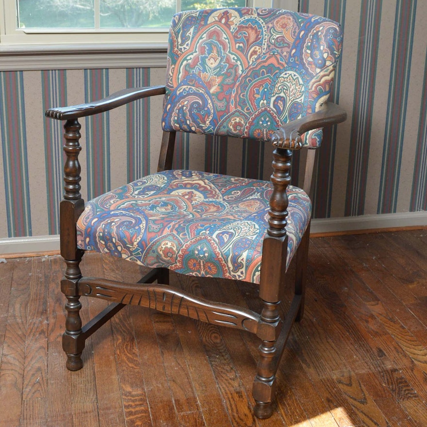 Upholstered Wooden Armchair