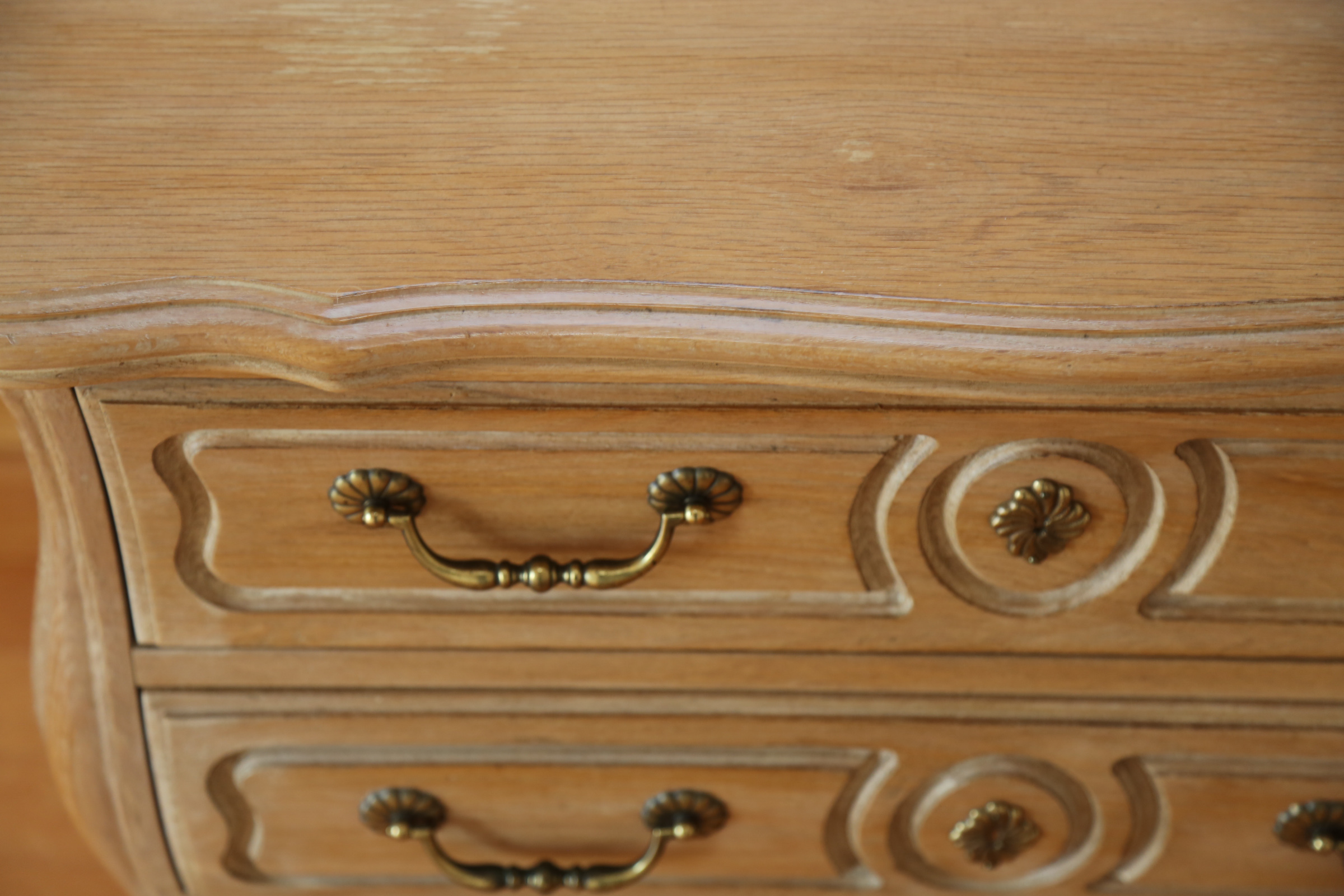 French Provincial Style White Oak Bombe Chest by Hickory White