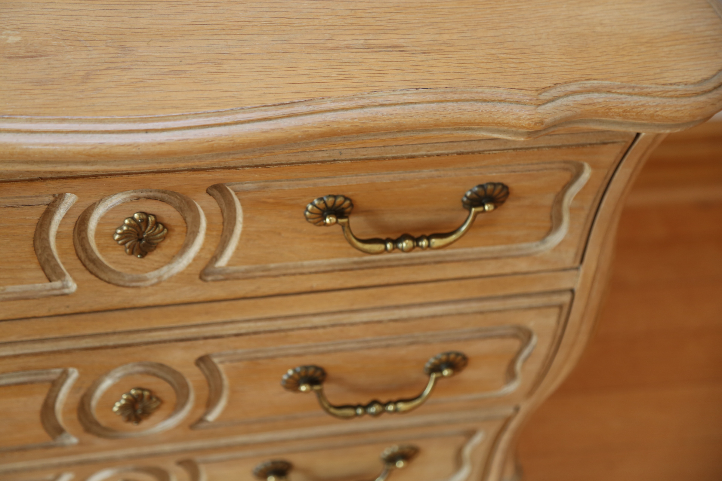 French Provincial Style White Oak Bombe Chest by Hickory White