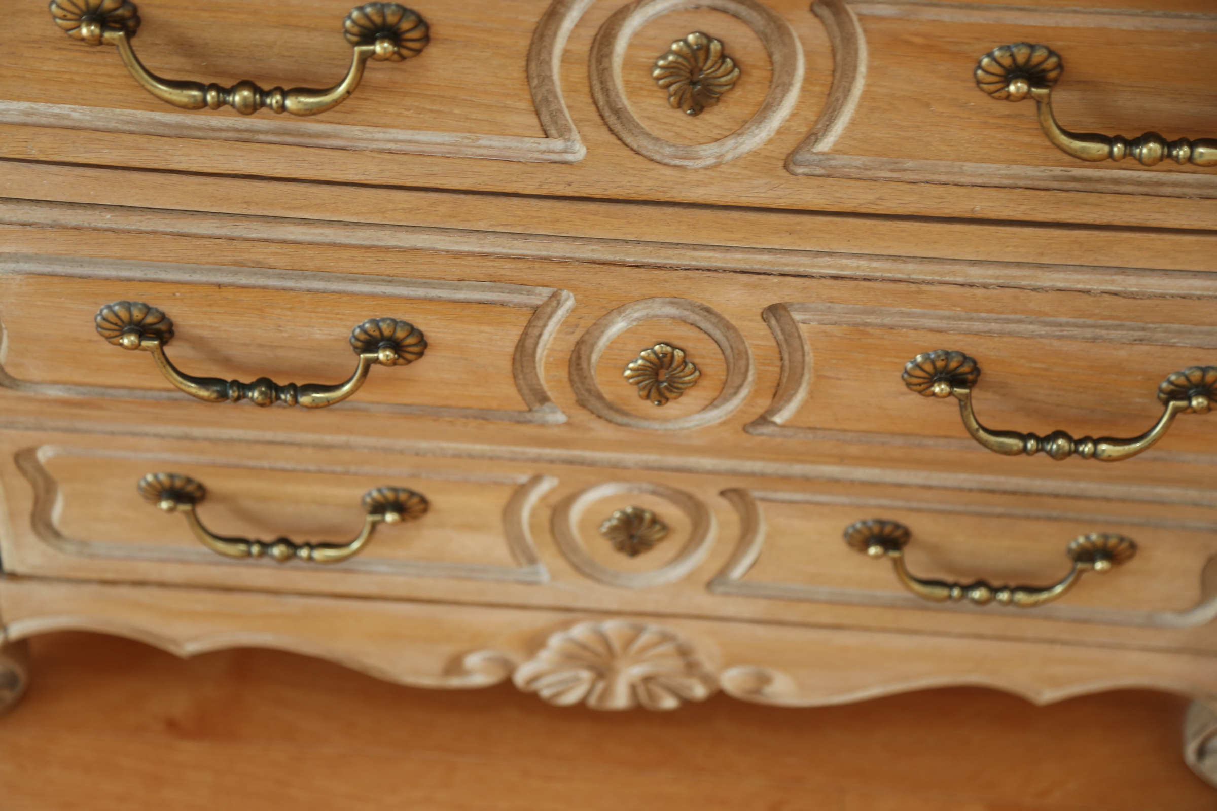 French Provincial Style White Oak Bombe Chest by Hickory White
