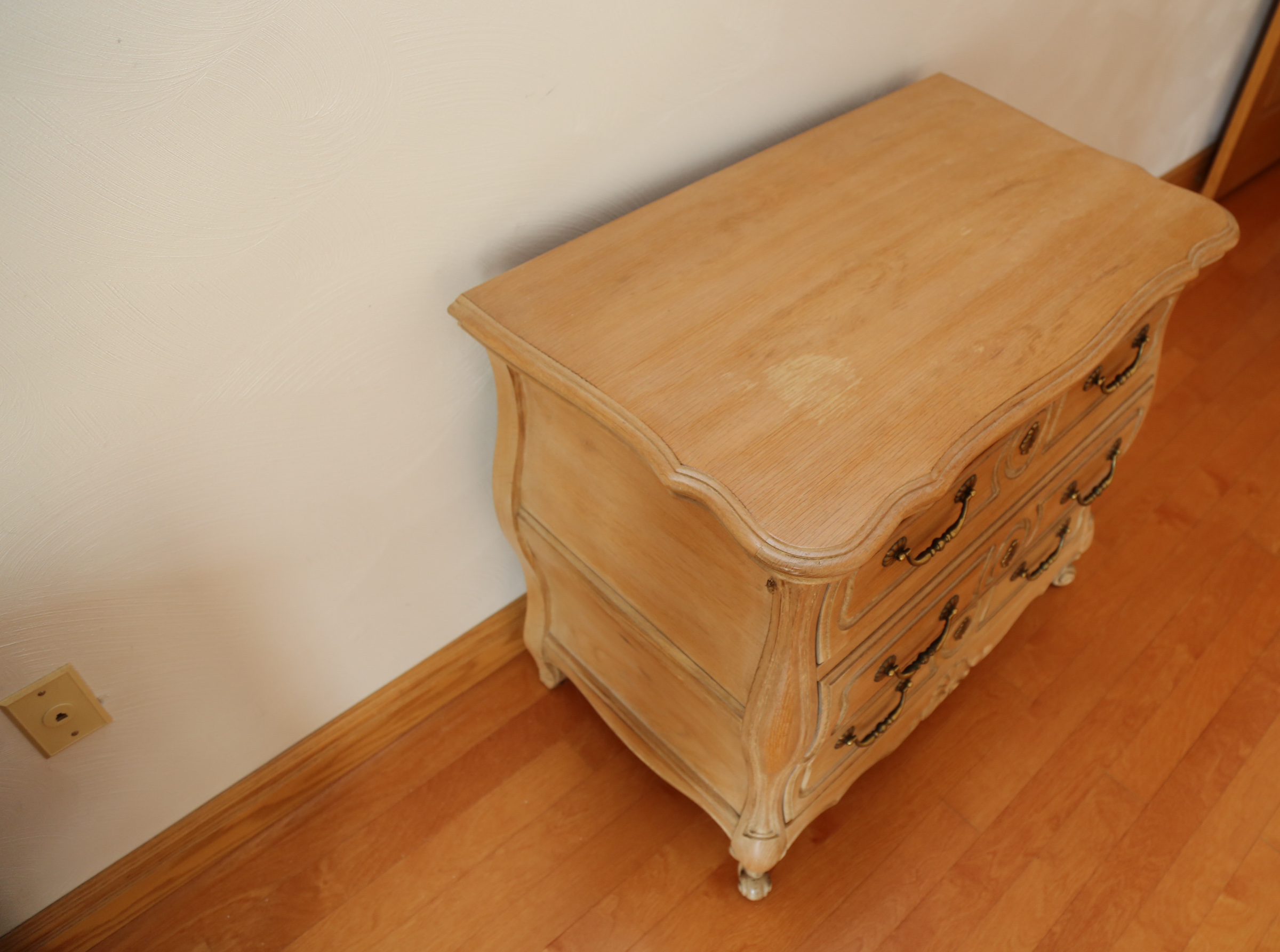 French Provincial Style White Oak Bombe Chest by Hickory White