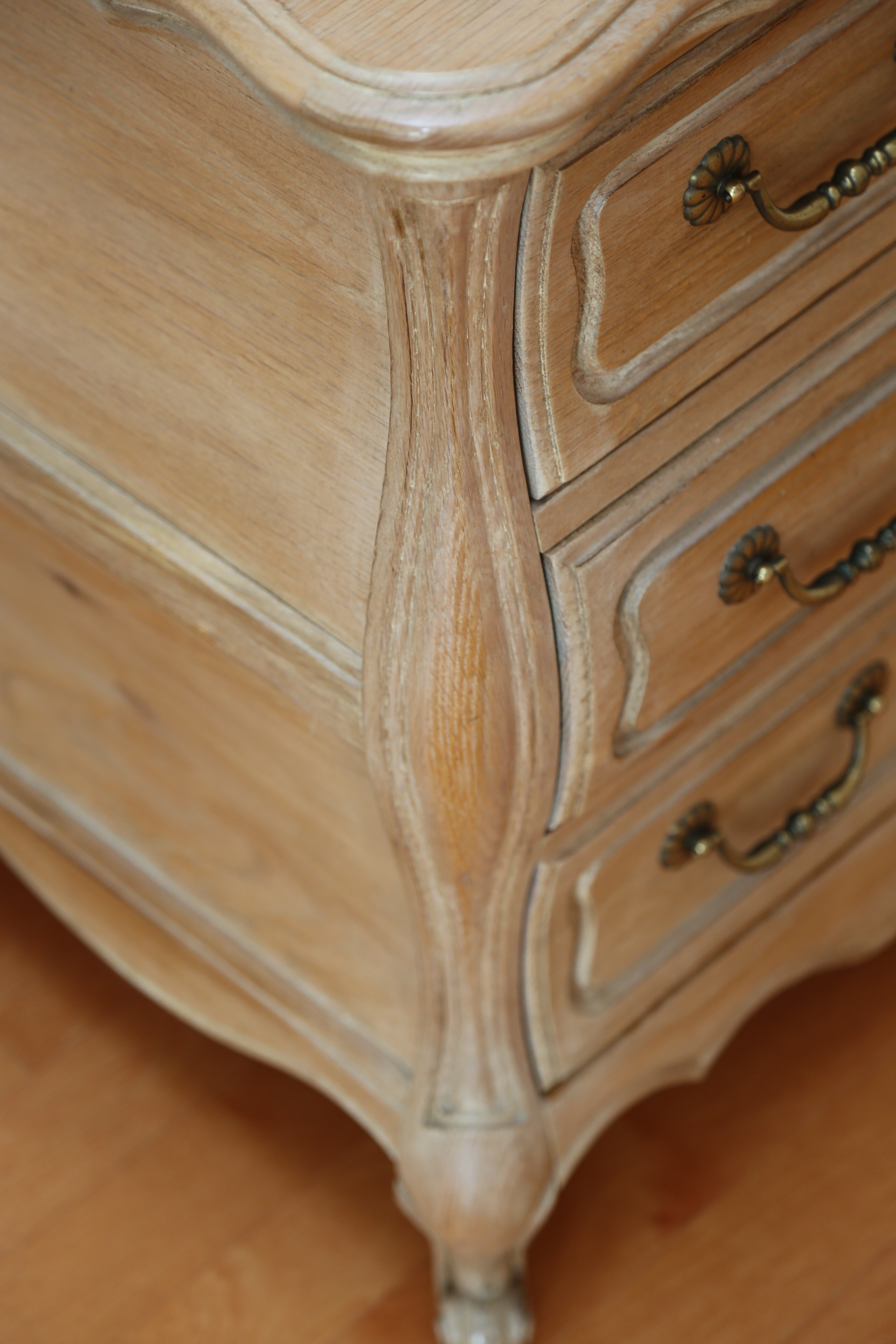 French Provincial Style White Oak Bombe Chest by Hickory White