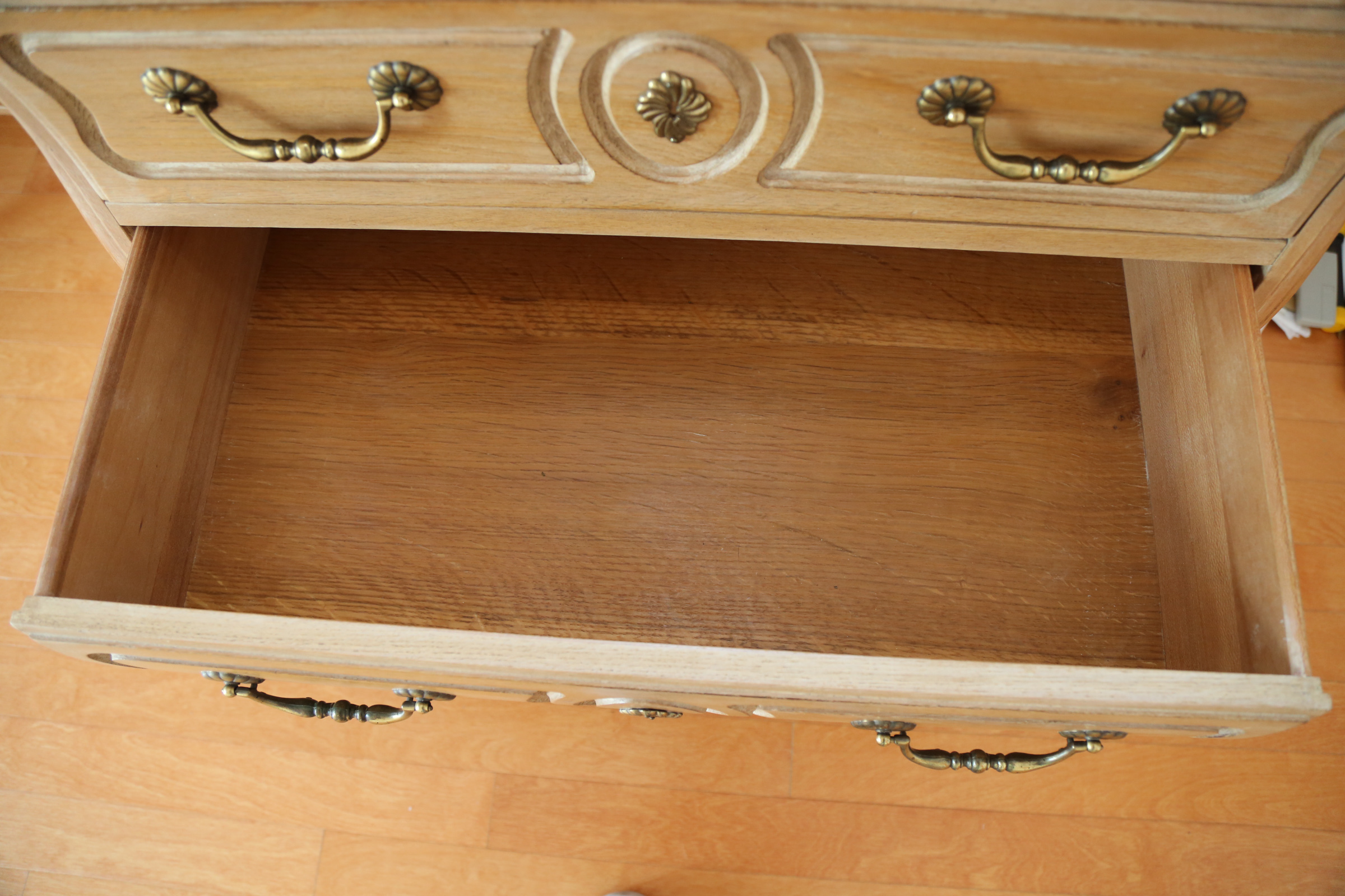 French Provincial Style White Oak Bombe Chest by Hickory White