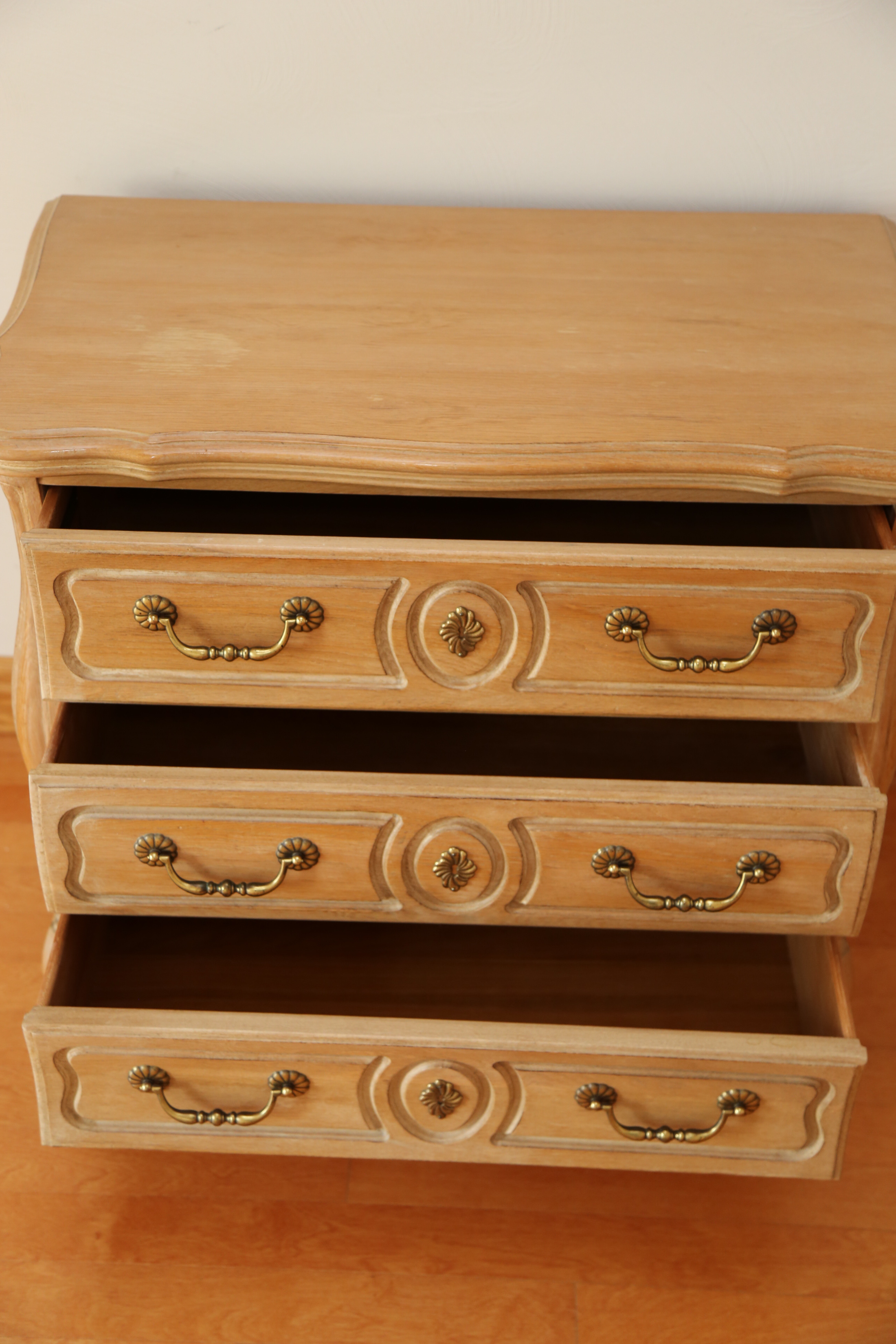 French Provincial Style White Oak Bombe Chest by Hickory White