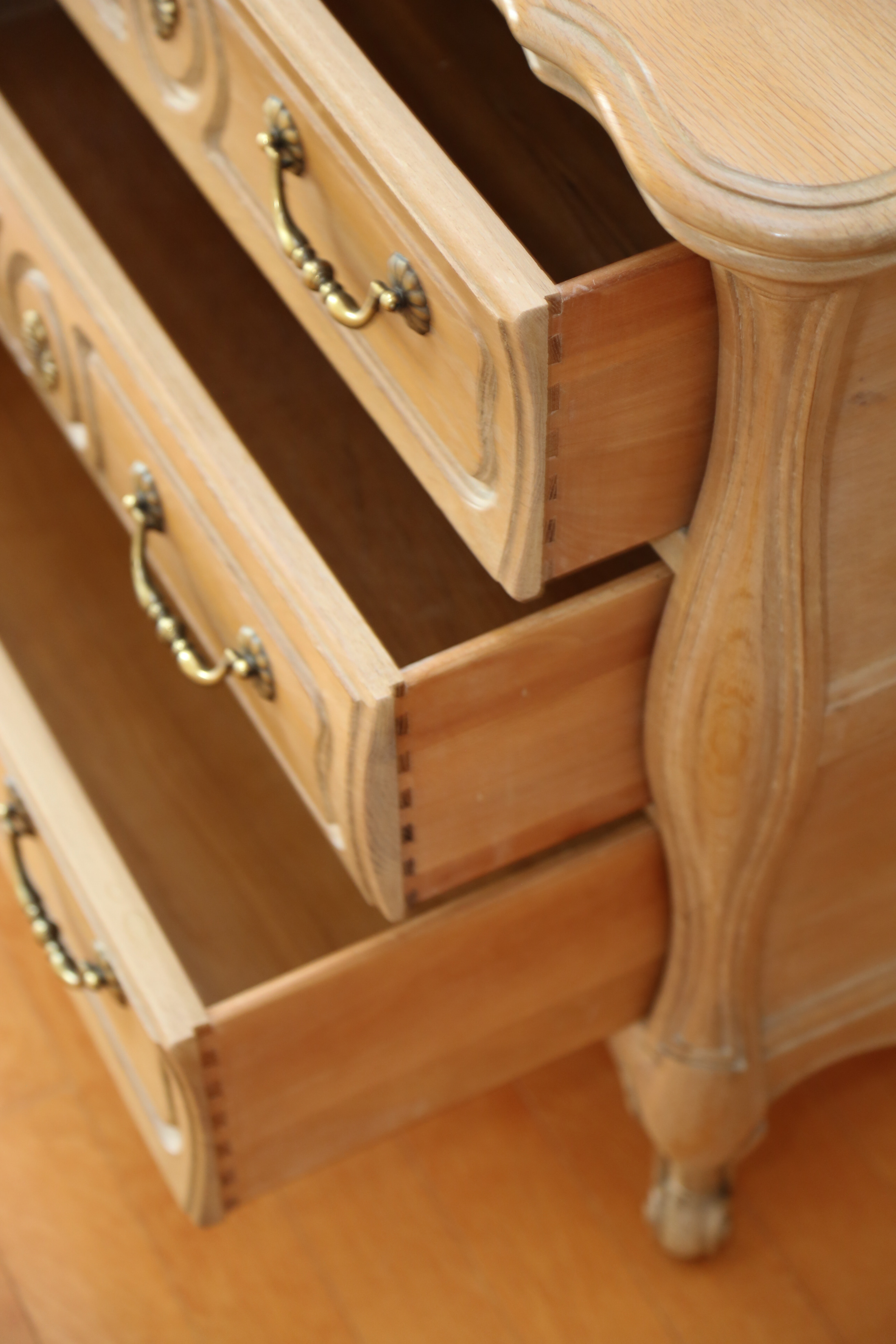 French Provincial Style White Oak Bombe Chest by Hickory White