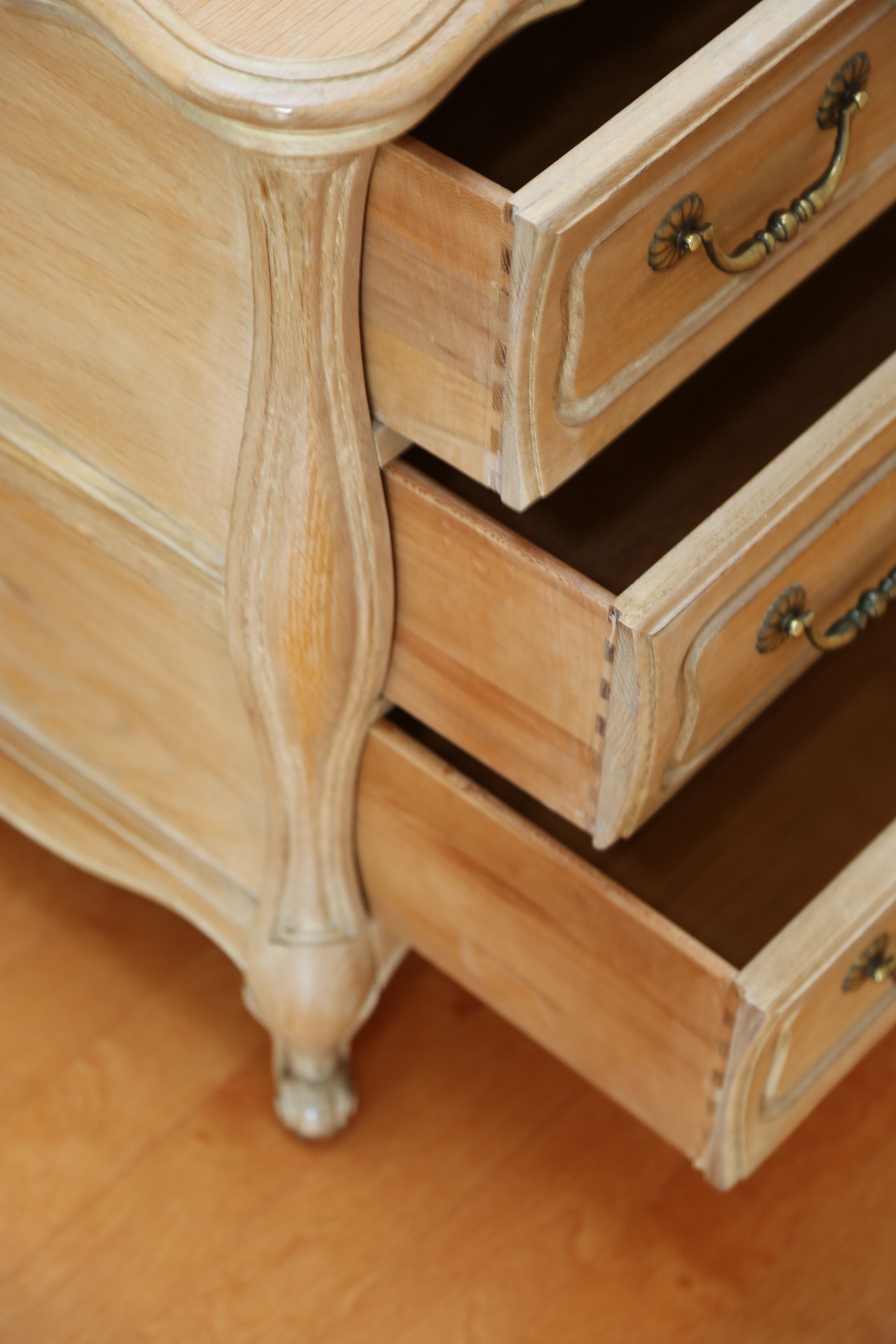 French Provincial Style White Oak Bombe Chest by Hickory White