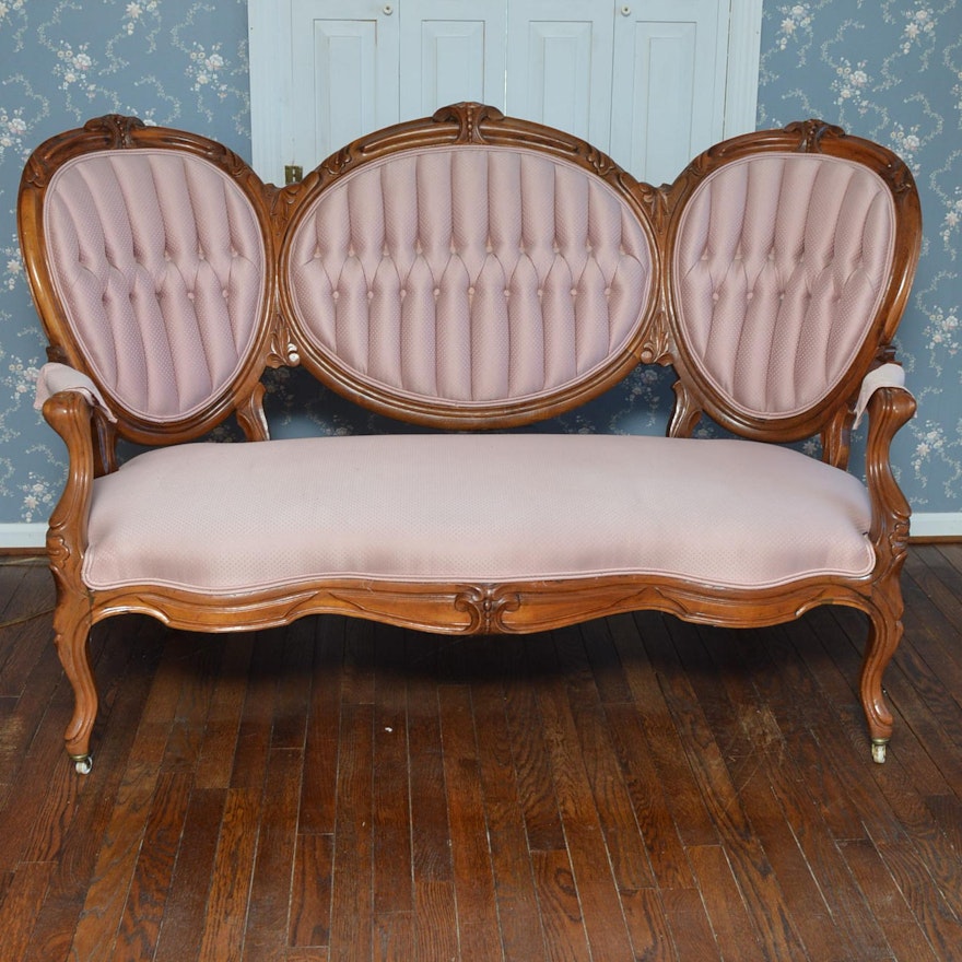 Victorian Style Upholstered Settee