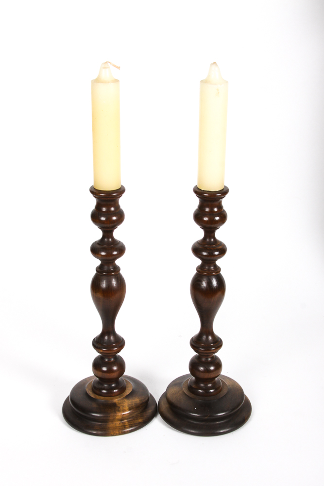 Wood and Brass Candle Holders