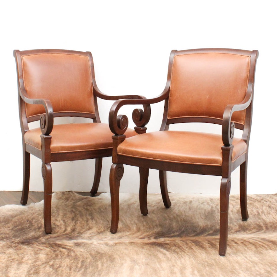 Vintage Leather Upholstered Armchairs